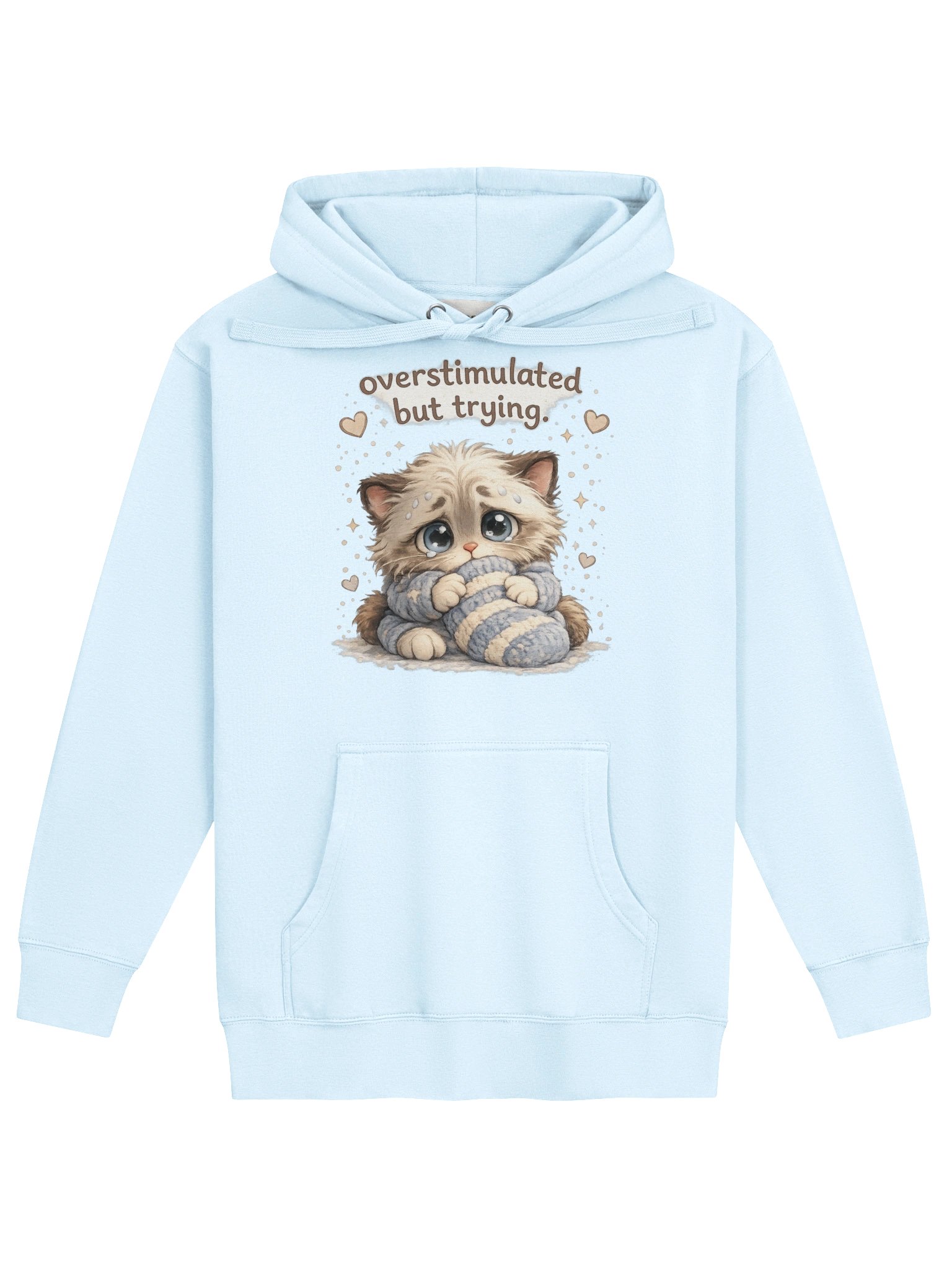 Crumpet Overstimulated But Trying Cozy Kitten Hoodie product image (1)