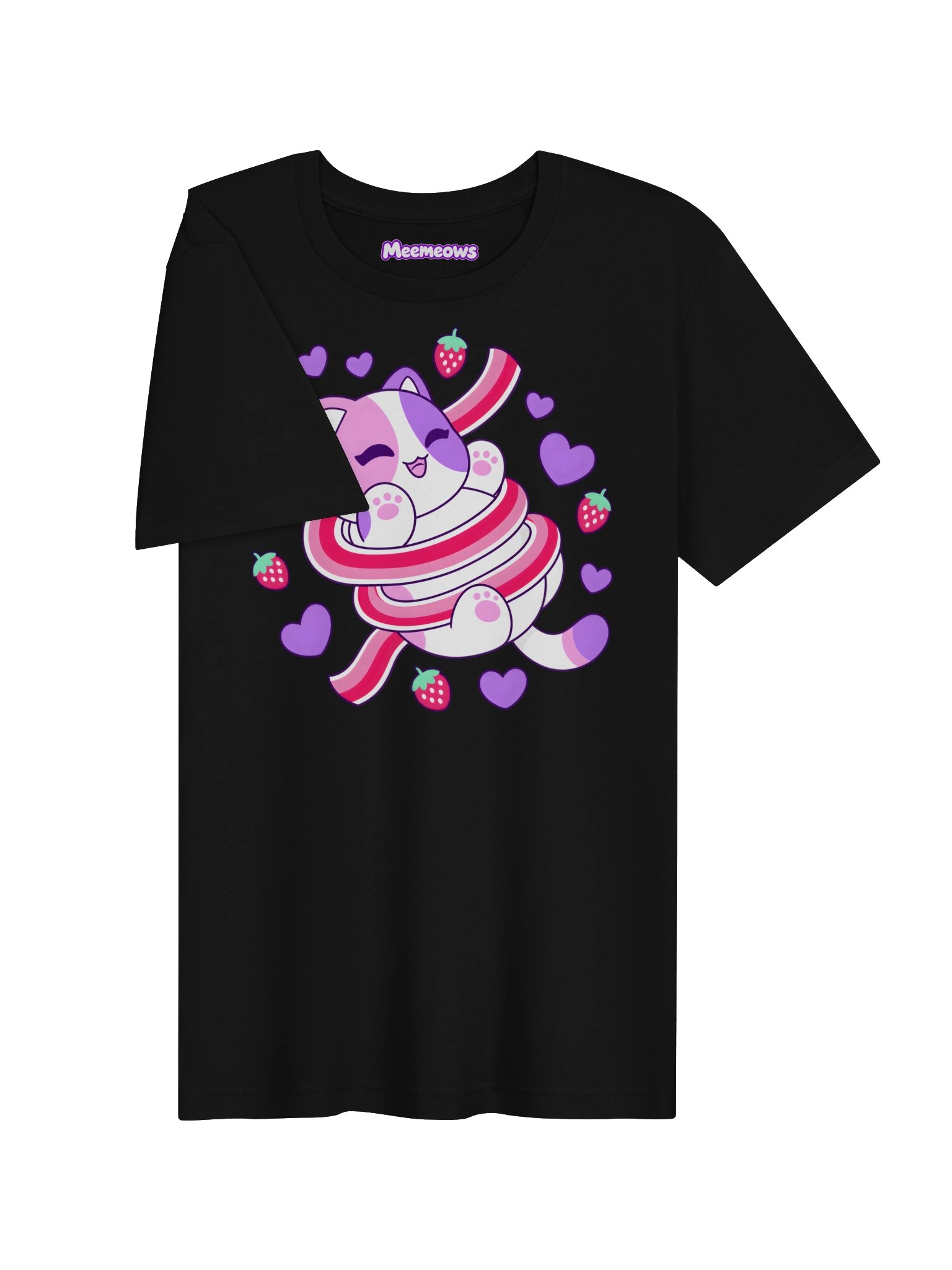 Meemeows Strawberry Cat T-Shirt – Cute Kawaii Candy Kitty product image (3)