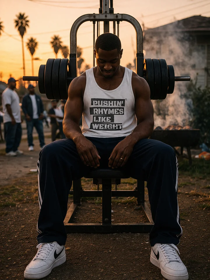 Pushin’ Rhymes Like Weight – Gym Tank Top | Don Quote product image (1)