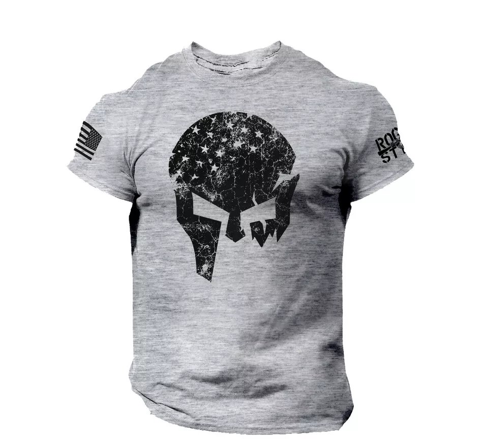 Skull Warrior Men's T Shirt Vikings American Flag Style US Veteran Tee product image (1)