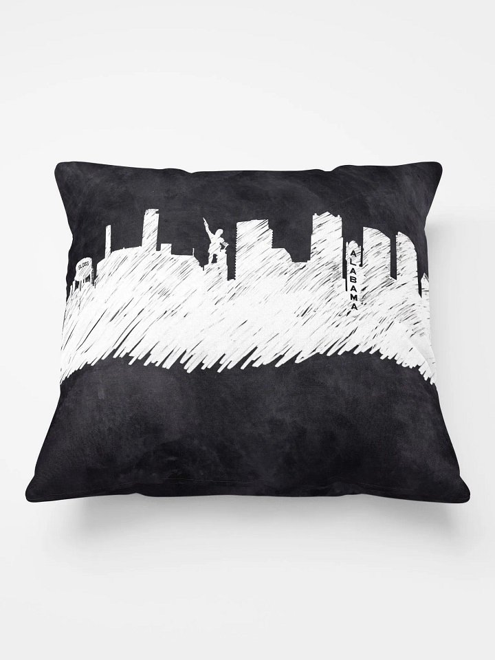 Birmingham Alabama Skyline Art – Chalkboard Silhouette Throw Pillow product image (2)