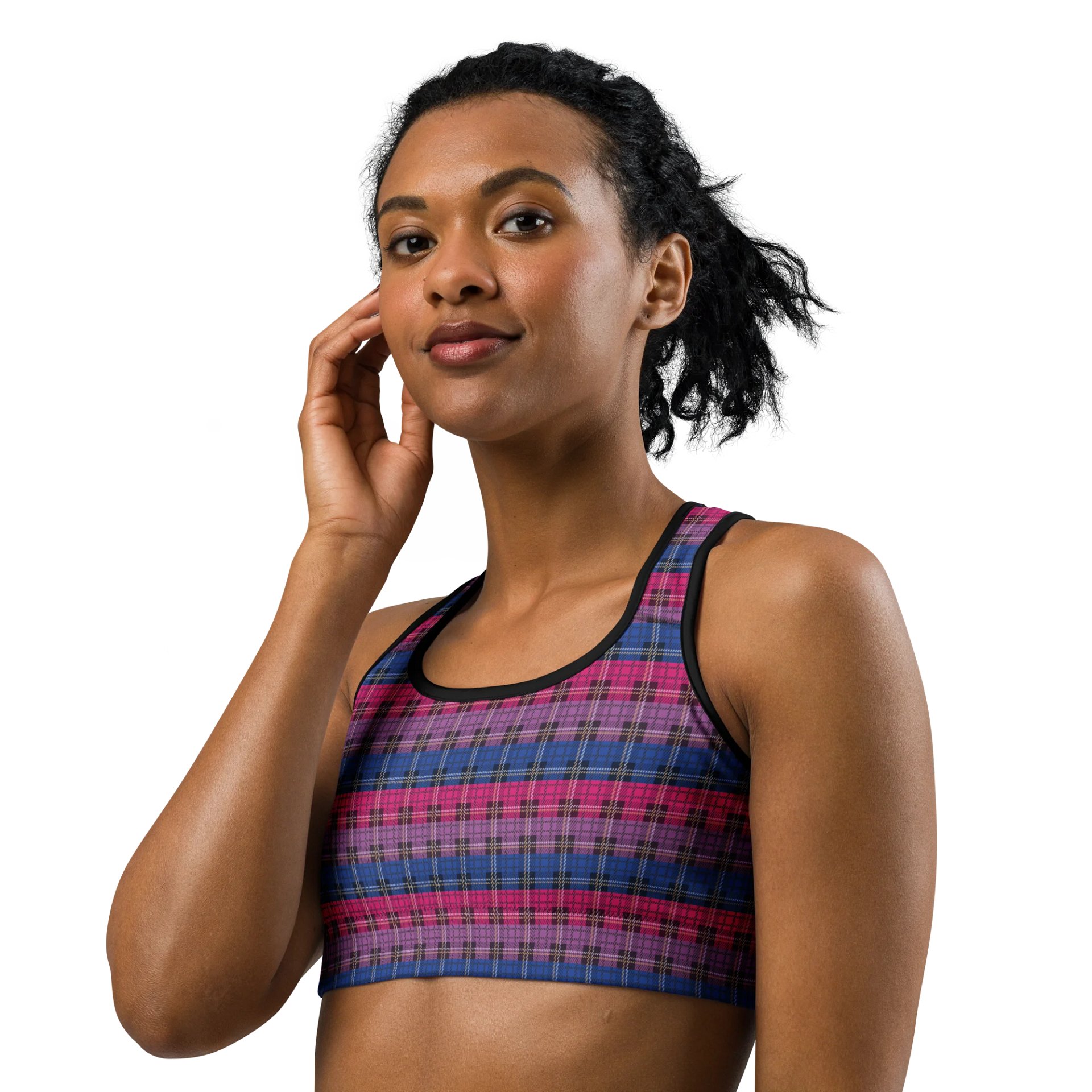 Bisexual Pride Plaid Sports Bra product image (2)
