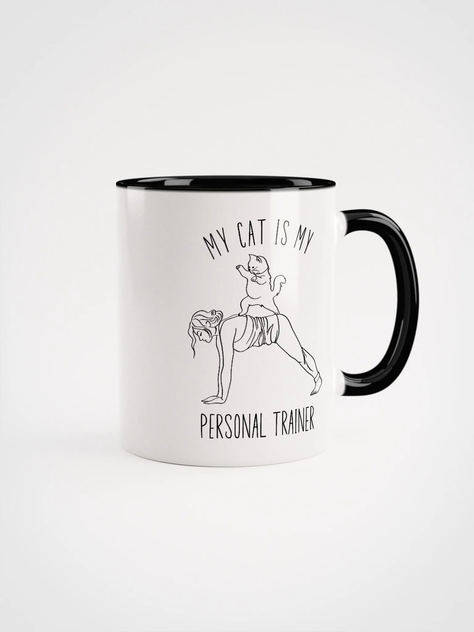 My Cat Is My Personal Trainer duo-tone mug for a crazy cat yoga lady product image (2)