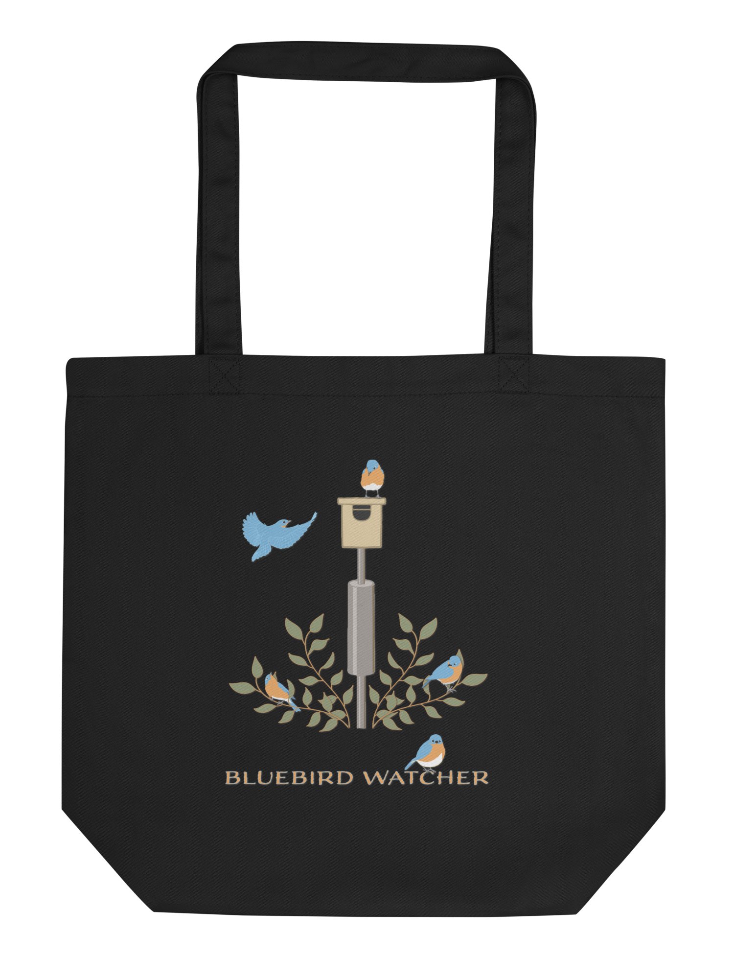 "Bluebird Watcher" Organic Cotton Tote in Black product image (4)