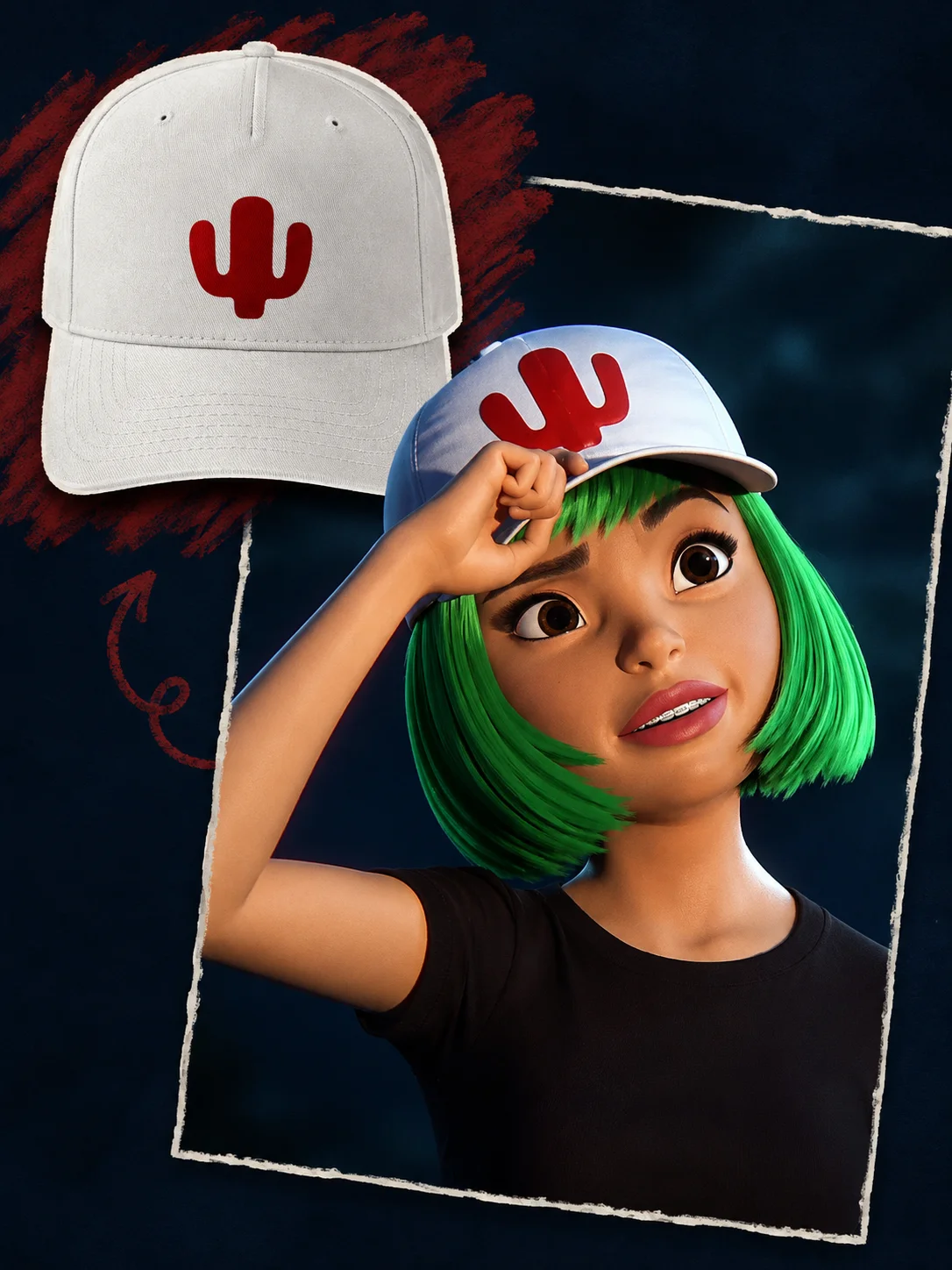 Echo Red Cactus Embroidered Baseball Cap product image (2)