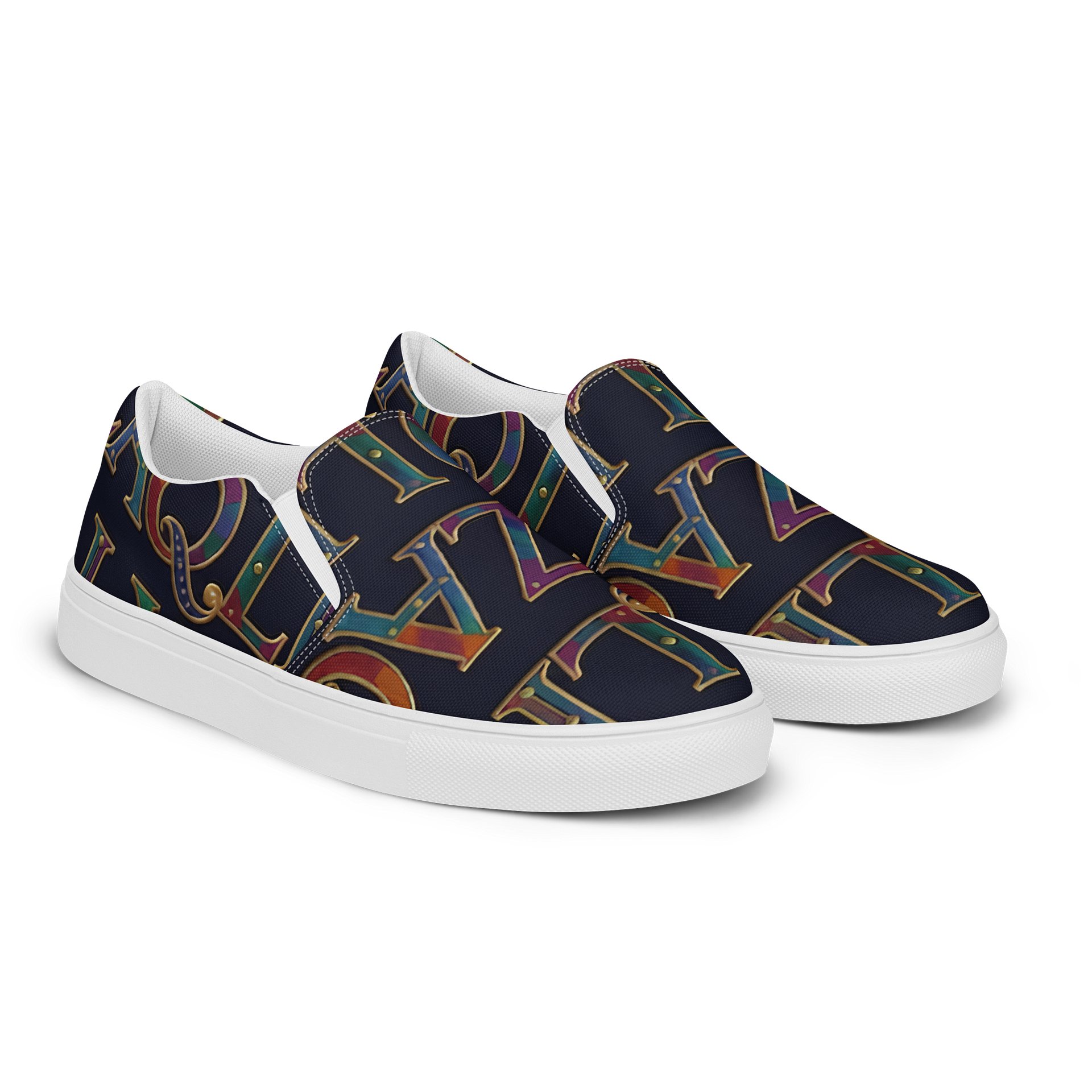 XZAQLI Monogram Men's Canvas Slip-On (Navy Blue) product image (1)