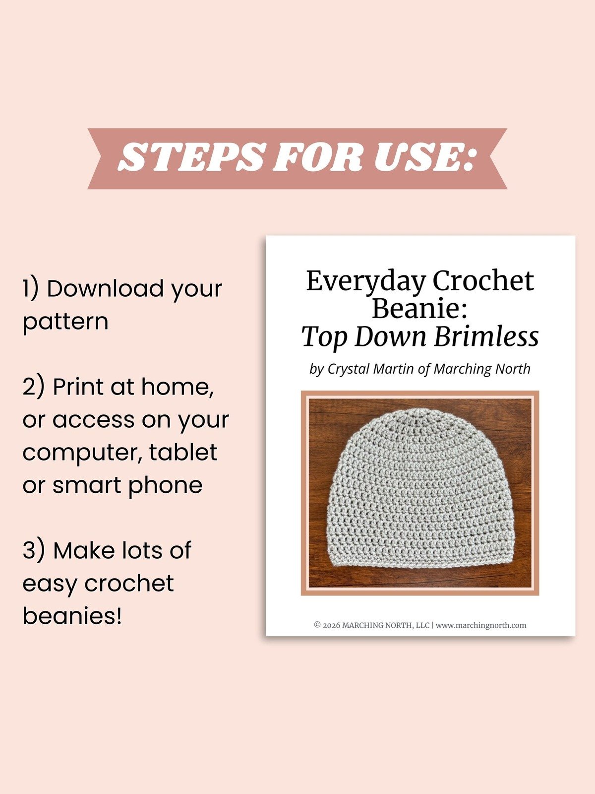 Brimless Crochet Beanie - Top Down (Digital PDF Pattern) product image (5)