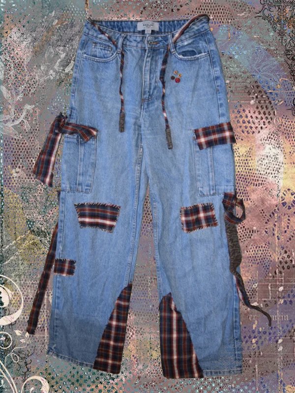 Plaid Patchwork Jeans product image (1)