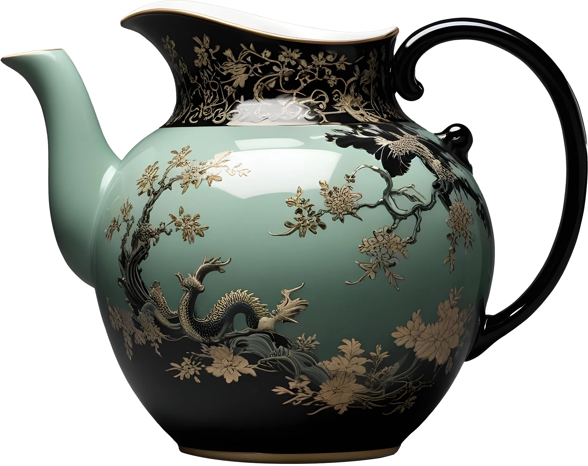 Chinese Porcelain Teapot – Majestic Dragon Motif PNG product image (1)