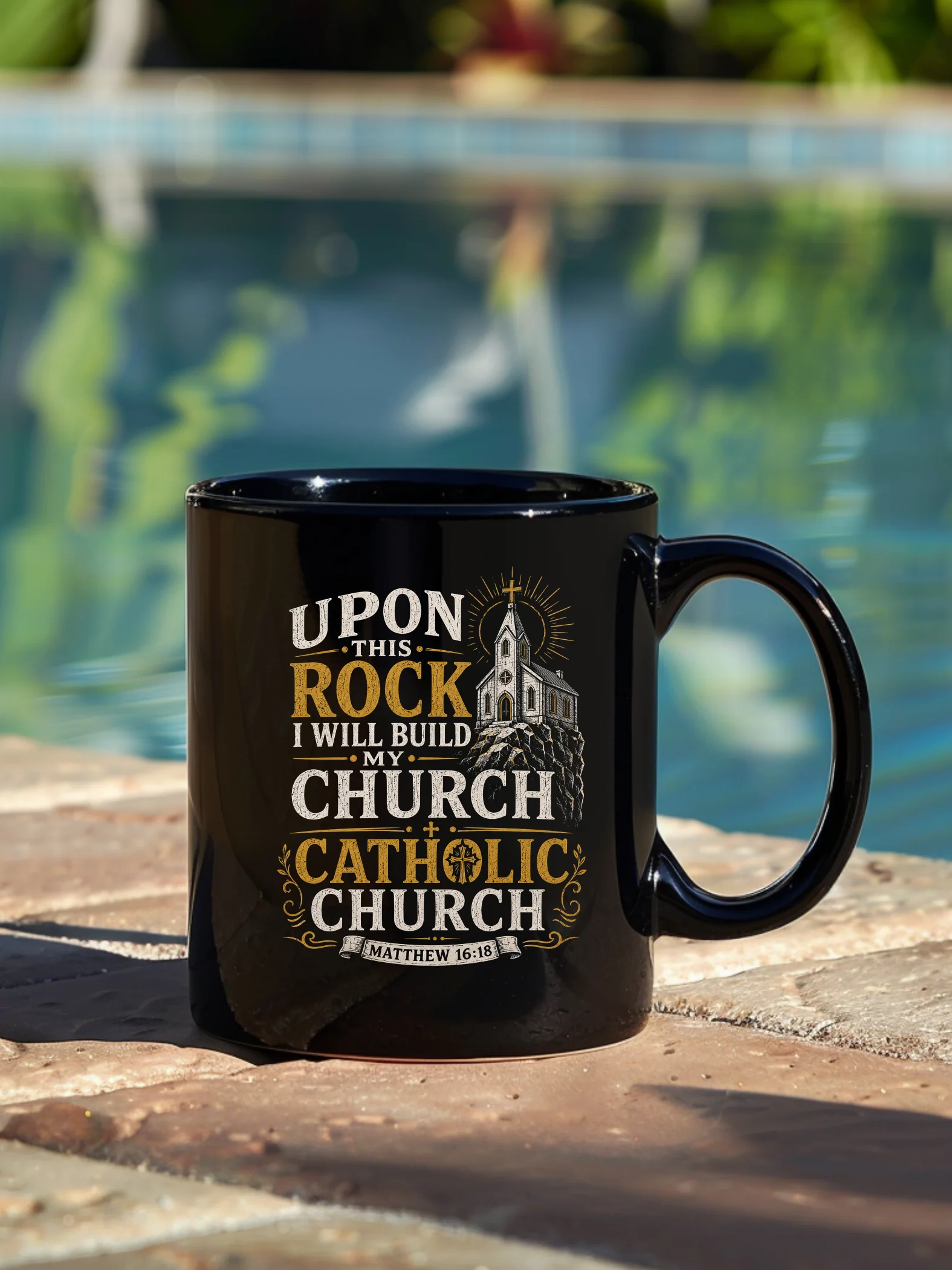 Upon This Rock I Will Build My Church Catholic Mug – Matthew 16:18 Scripture Coffee Cup – Christian Faith Gift – Kingdom Life Co. product image (1)