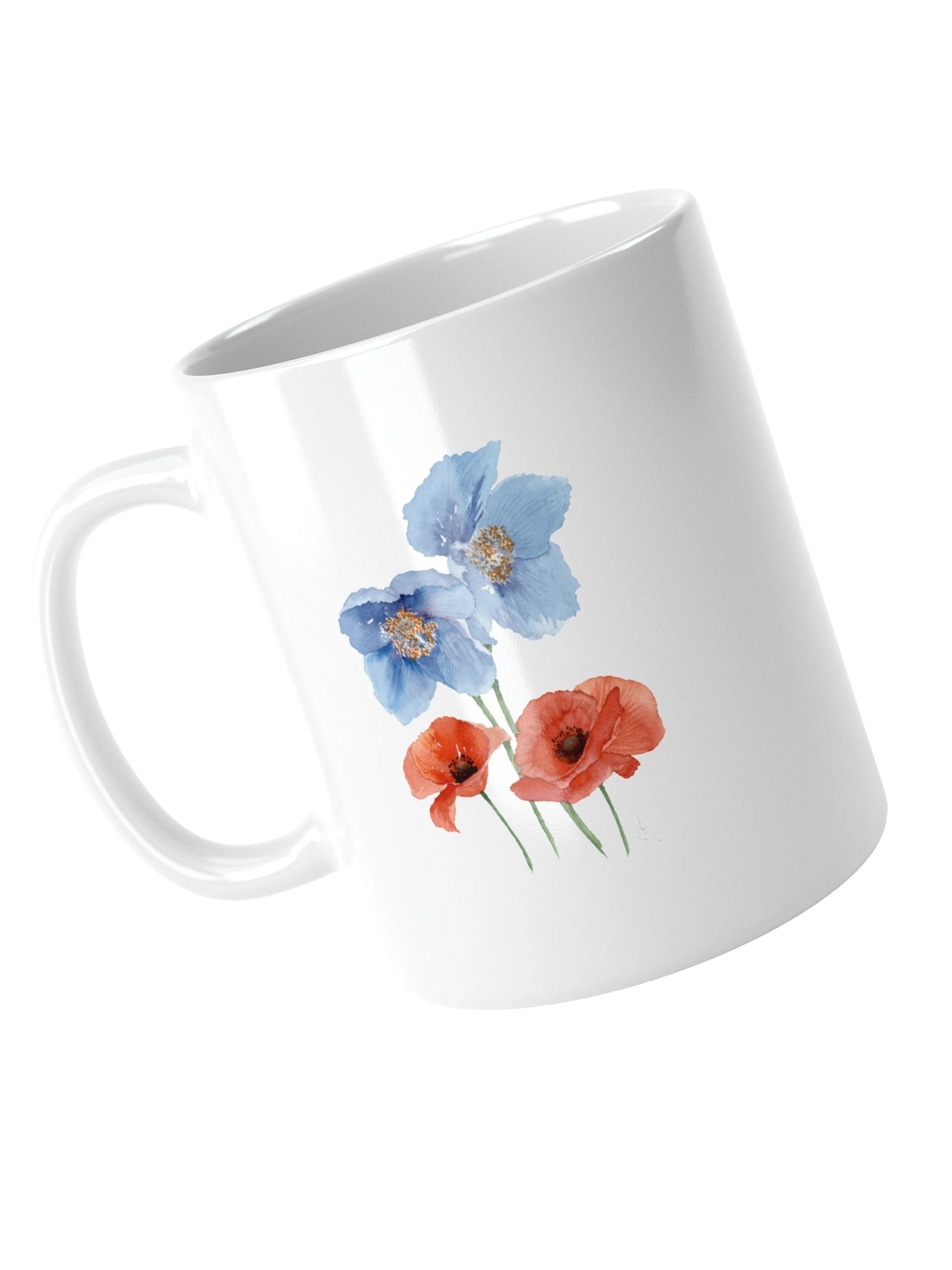 Blue and Red Po ppy DuoWhite Glossy Mug product image (4)