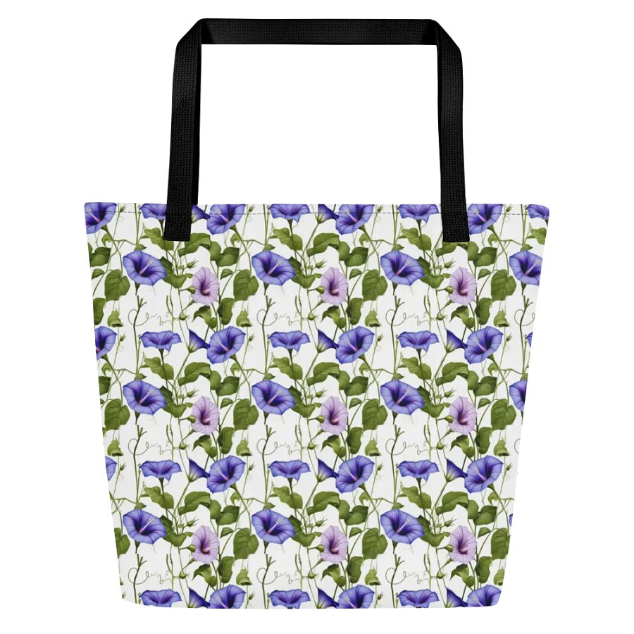 White with Morning Glory All Over Print Tote Bag product image (1)