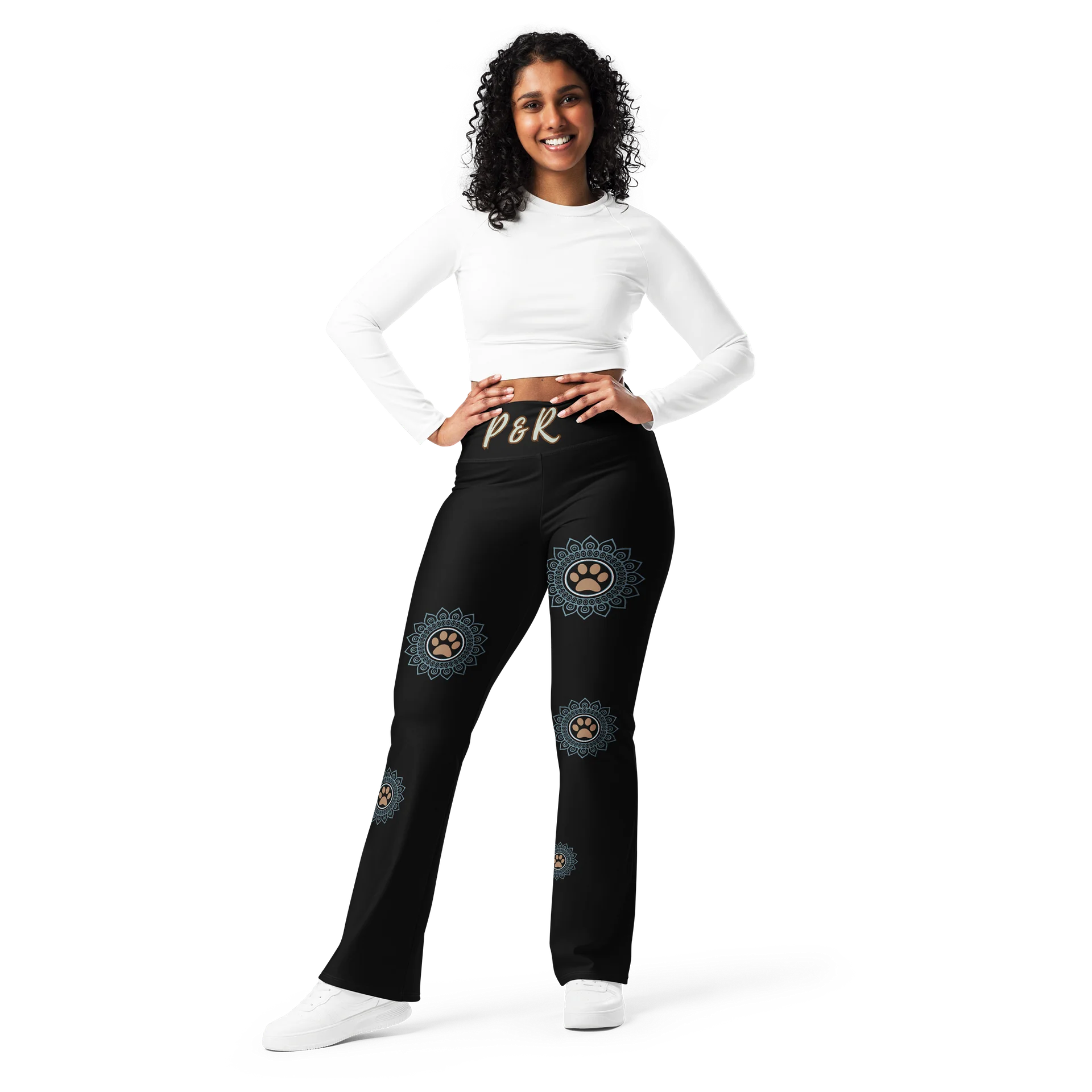 Paws and Reflect Mandala Paw Print Flare Yoga Pants product image (1)