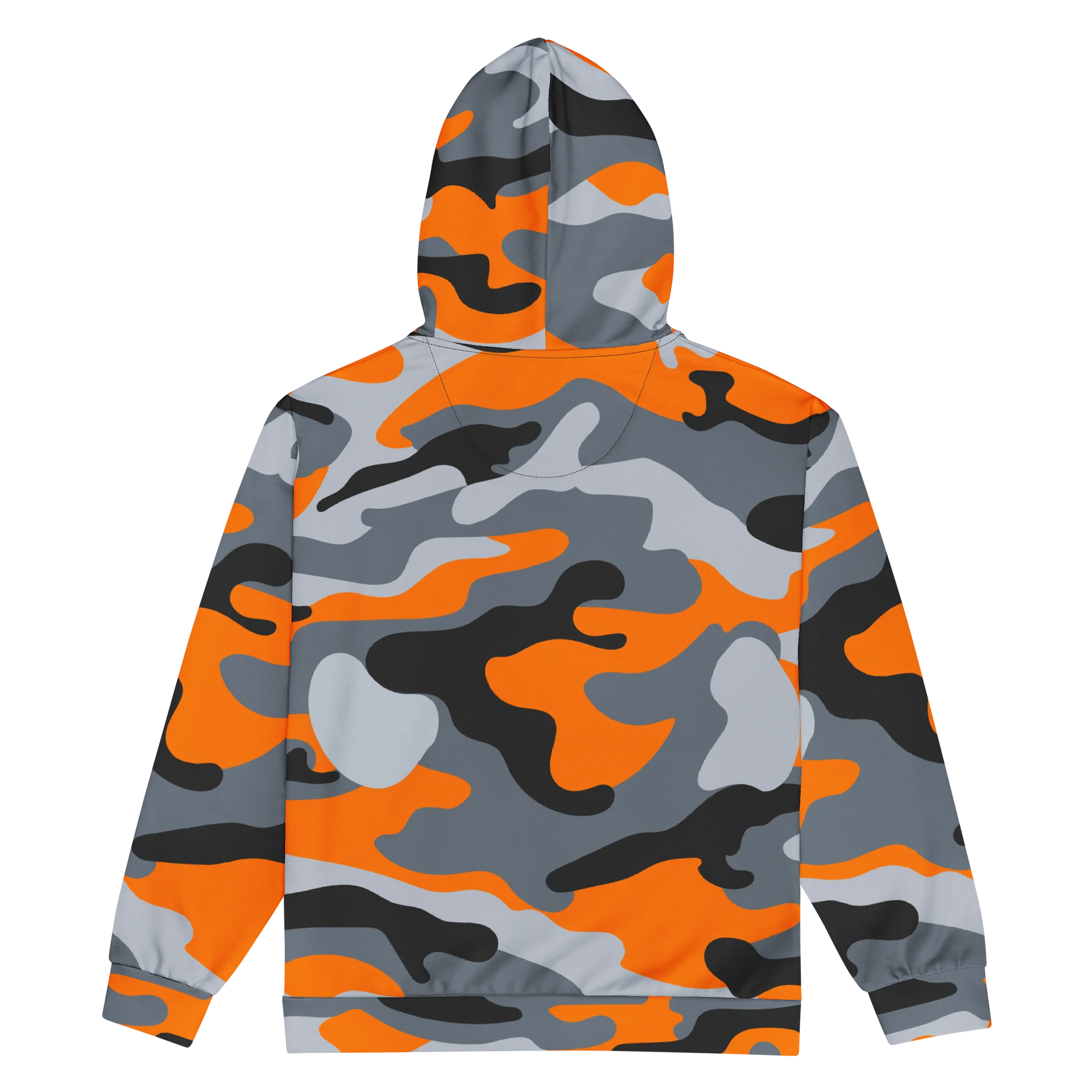 Orange Chrome Camo Hoodie – Bold Y2K Streetwear Zip-Up product image (2)