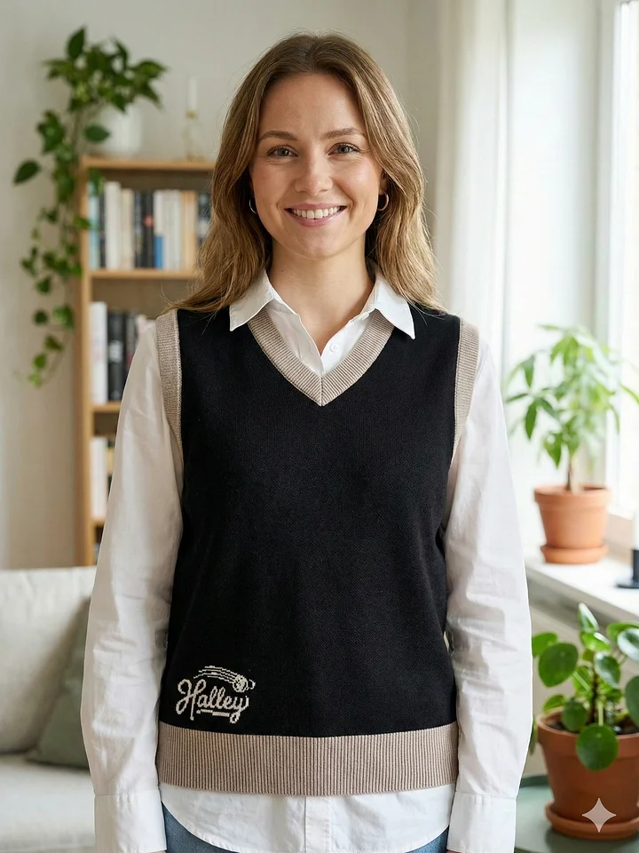 Black Knitted Vest V Neck product image (1)