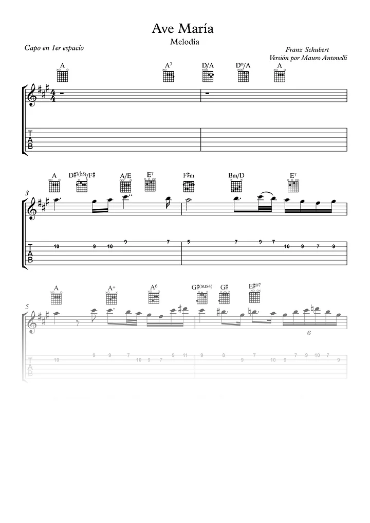 Ave María - Partitura + Tab + Acompañamiento + Pista product image (1)
