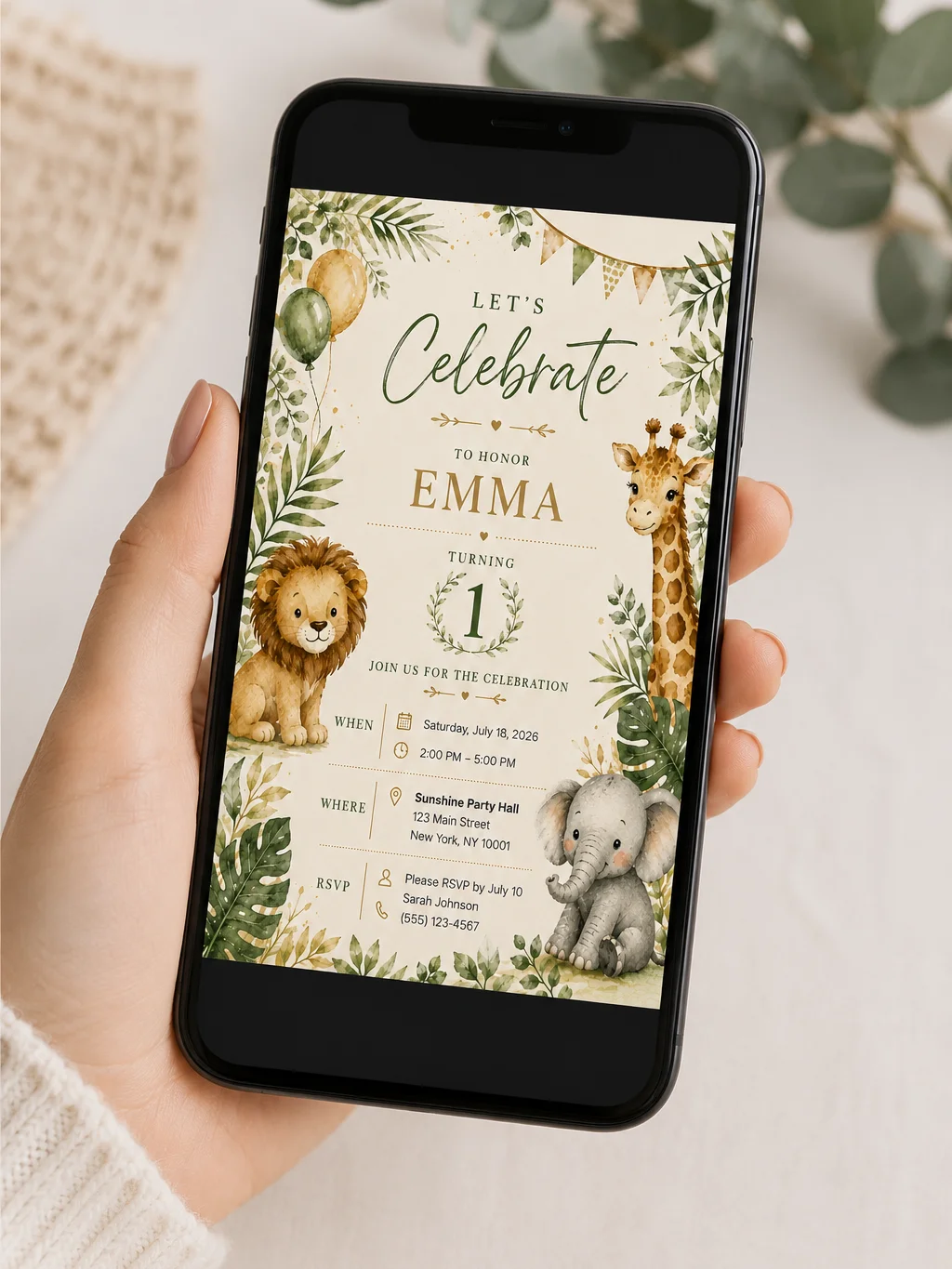 Safari zoo Birthday Invitation Template for kids product image (2)