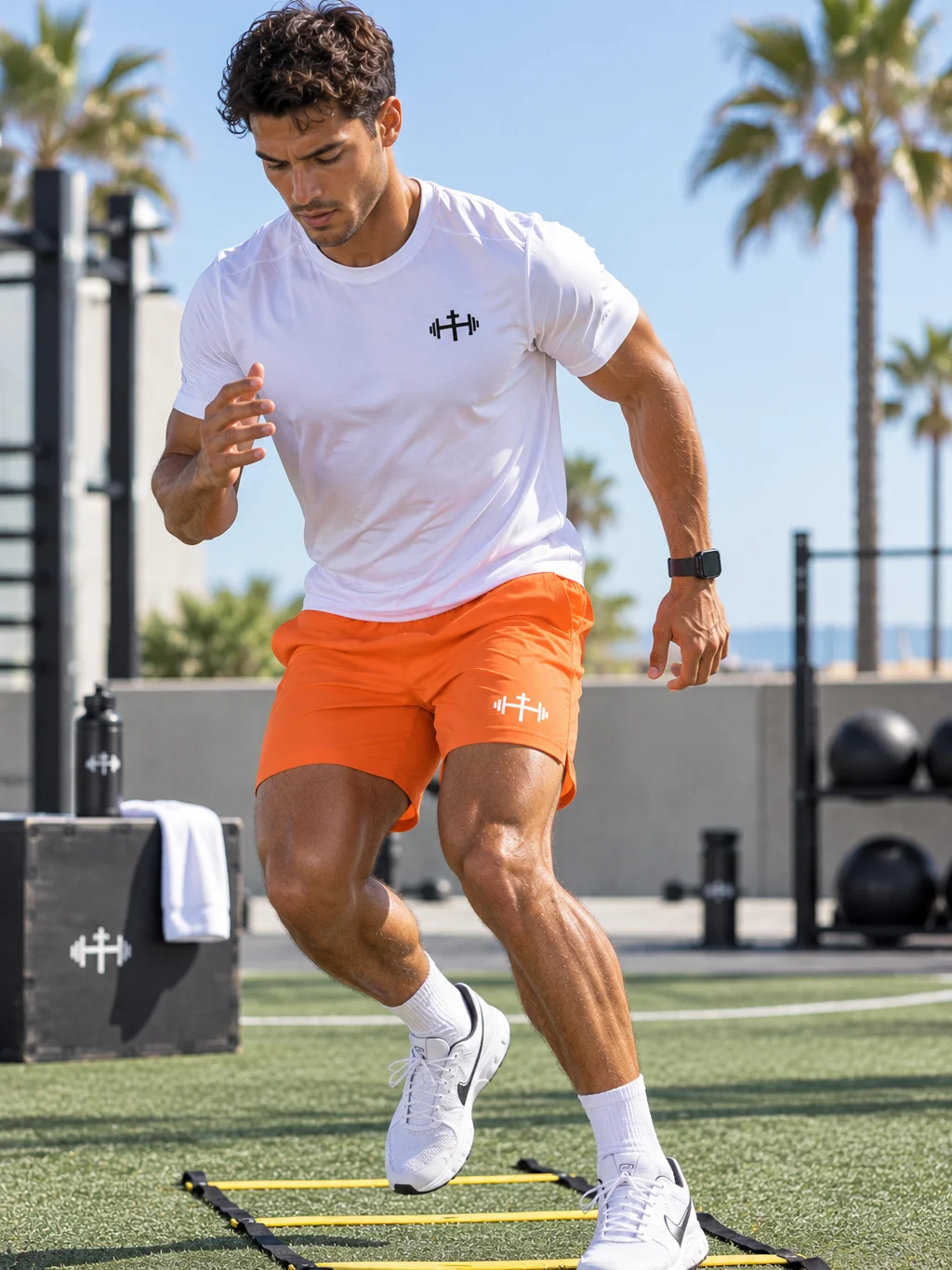 His House Mens Performance Mesh Shorts - Orange by His House
