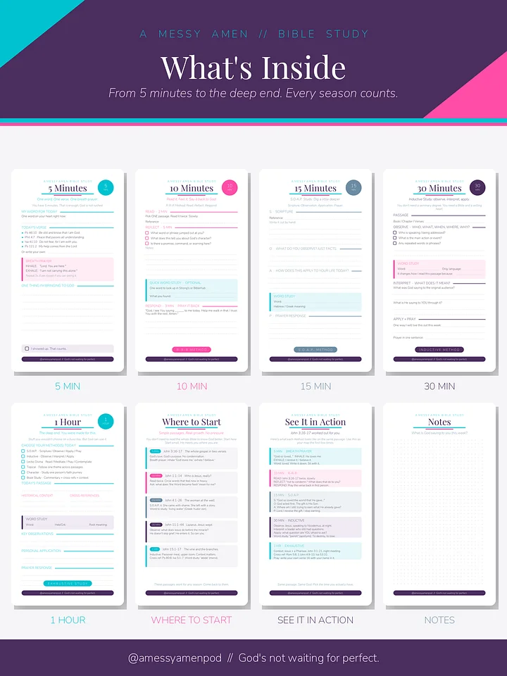 A Messy Amen Bible Study Inserts | Printable PDF | Personal Rings (3.75 x 6.75) product image (2)