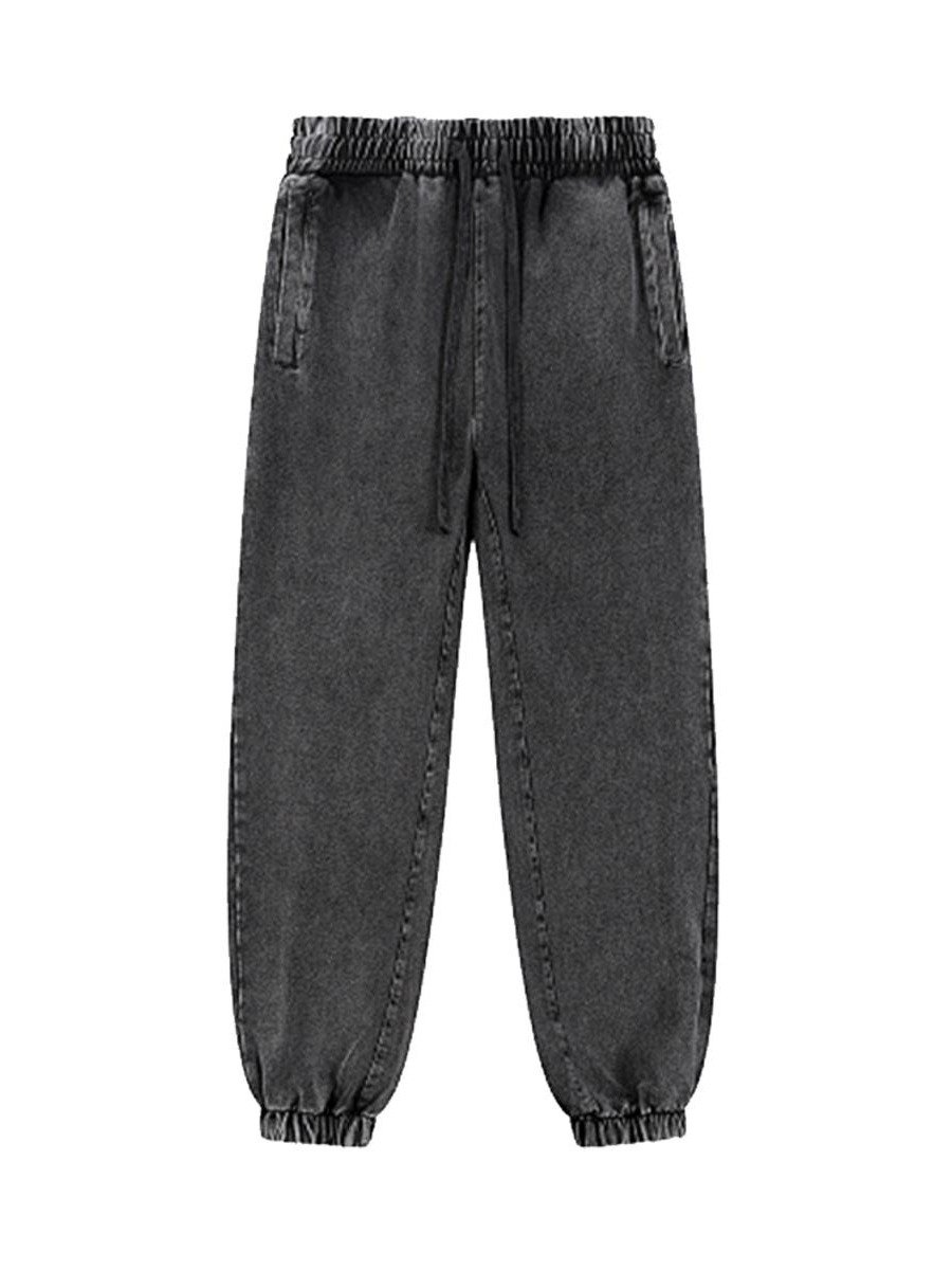 Acid Wash Cotton Joggers – Vintage Wash Cuffed Sweatpants with Drawstring Waist product image (11)