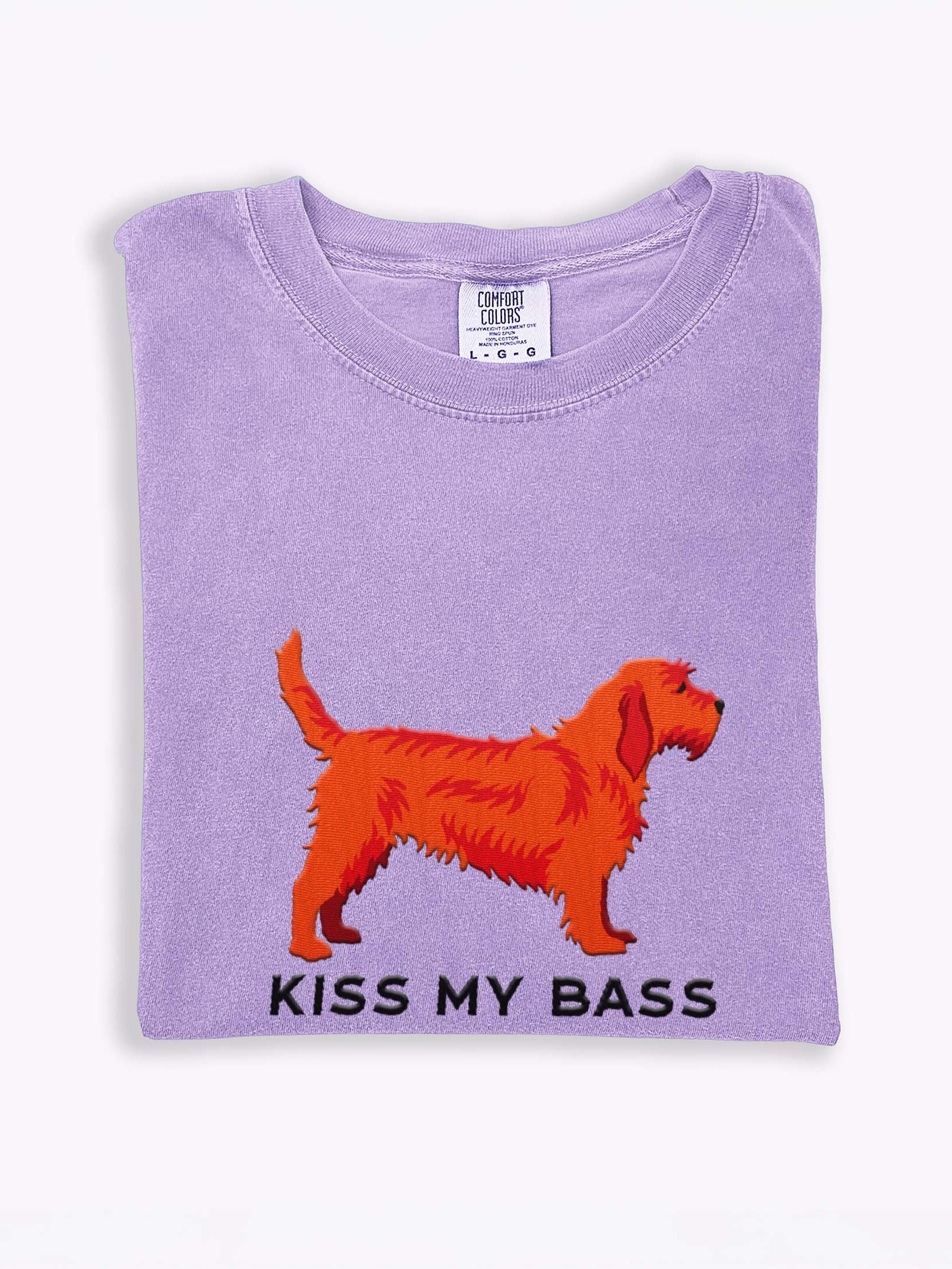 Kiss My Bass T-Shirt(Embroidered) of a Basset Fauve de Bretagne(Red) product image (1)