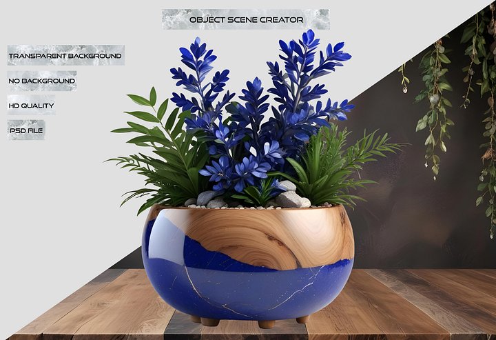 Wood & Lapis Elegance – Vase PNG for scene creator product image (2)