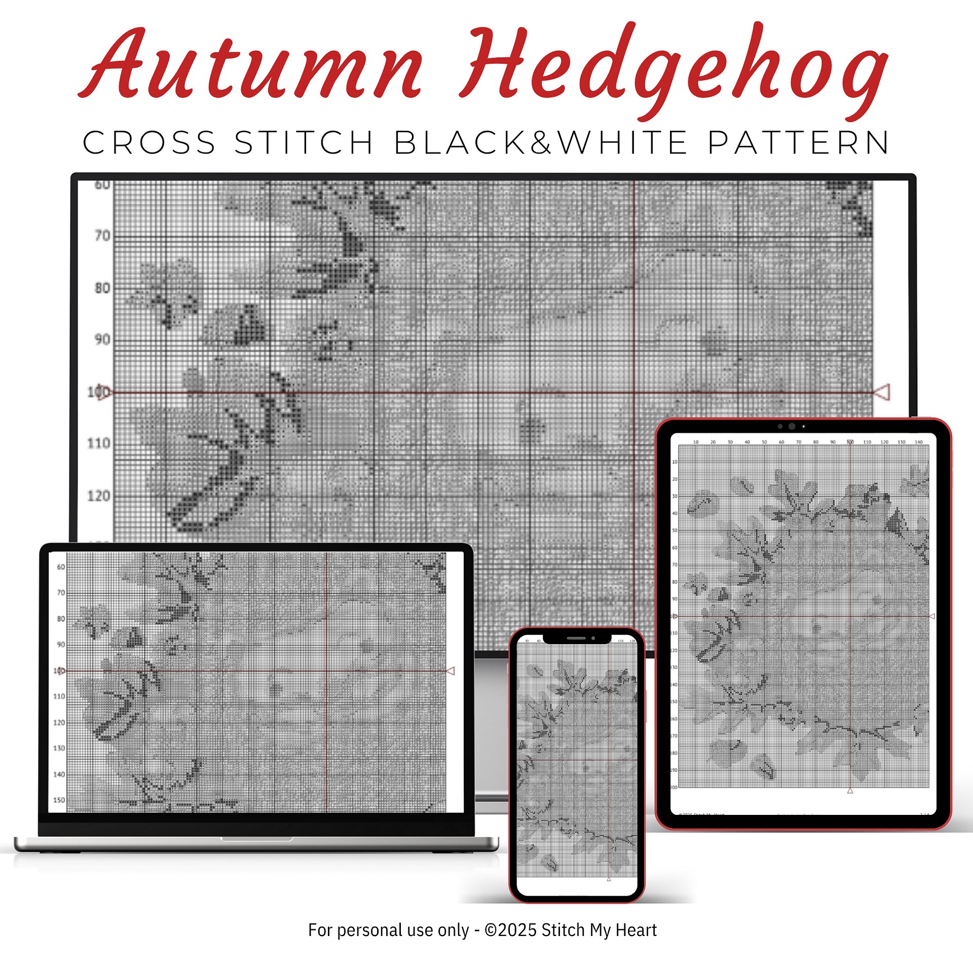 Autumn Hedgehog Cross Stitch Pattern product image (4)