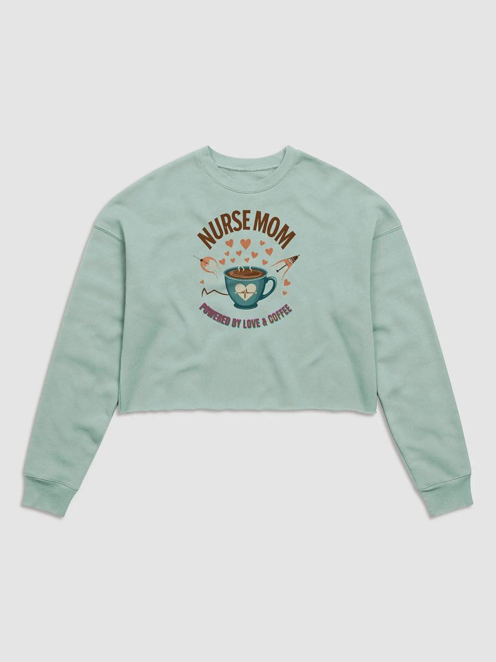 Heartbeat Nurse Mom, powered by coffee, Fleece Crop Sweatshirt product image (2)