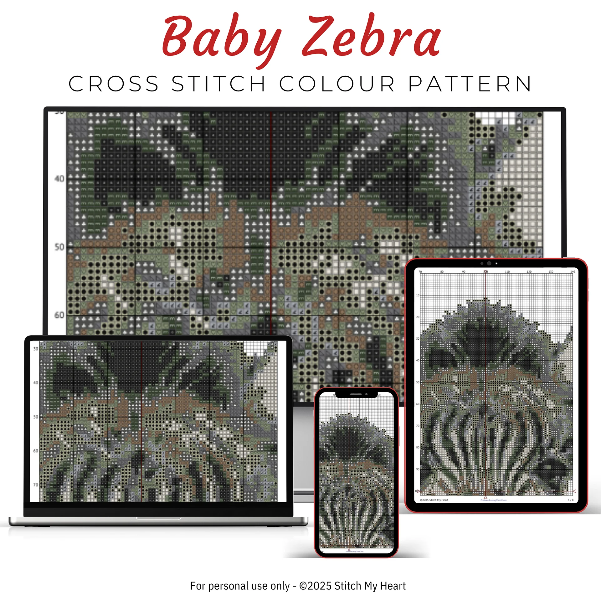 Baby Zebra Cross Stitch Pattern product image (3)