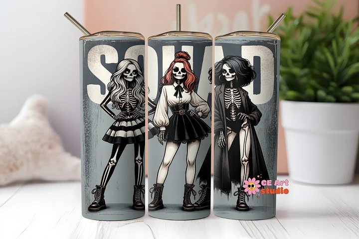 Squad Skeleton Girls Friends Tumbler Wrap PNG product image (1)