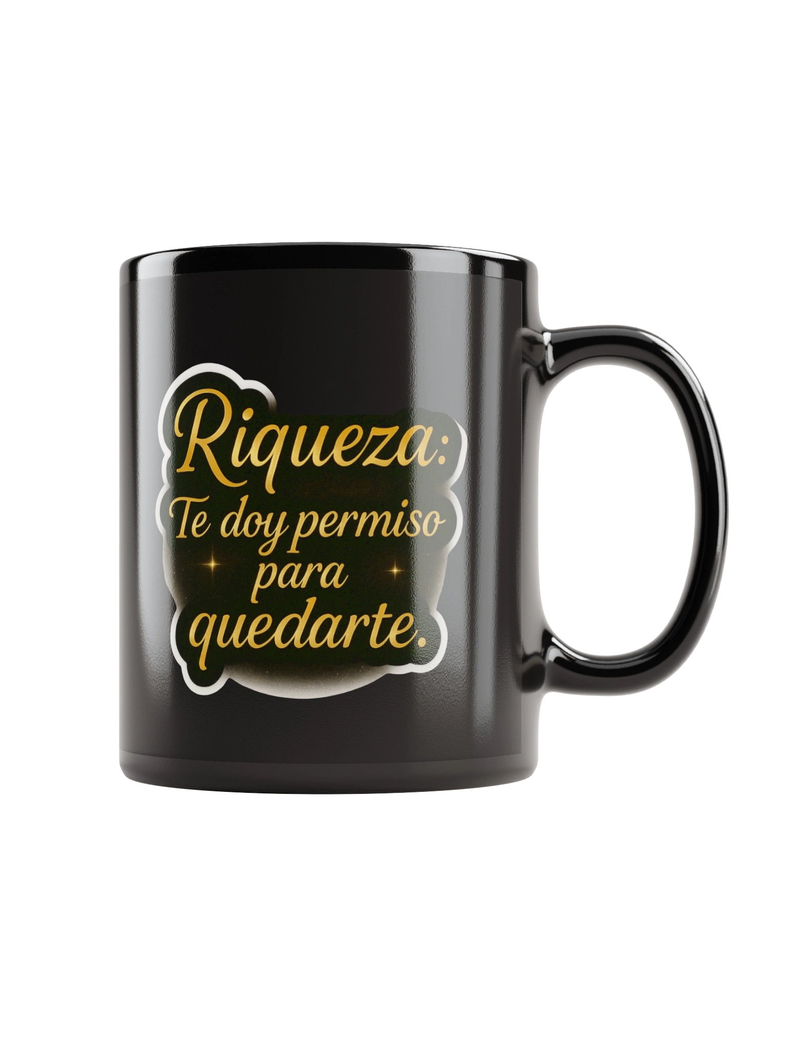 Taza Negra Brillante con Afirmación de Riqueza product image (1)