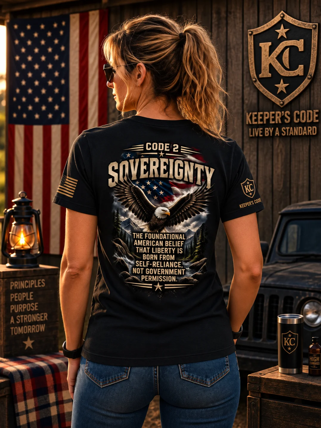 Keeper’s Code™ Women’s CODE 02 Sovereignty Self-Reliance Eagle T-Shirt product image (2)