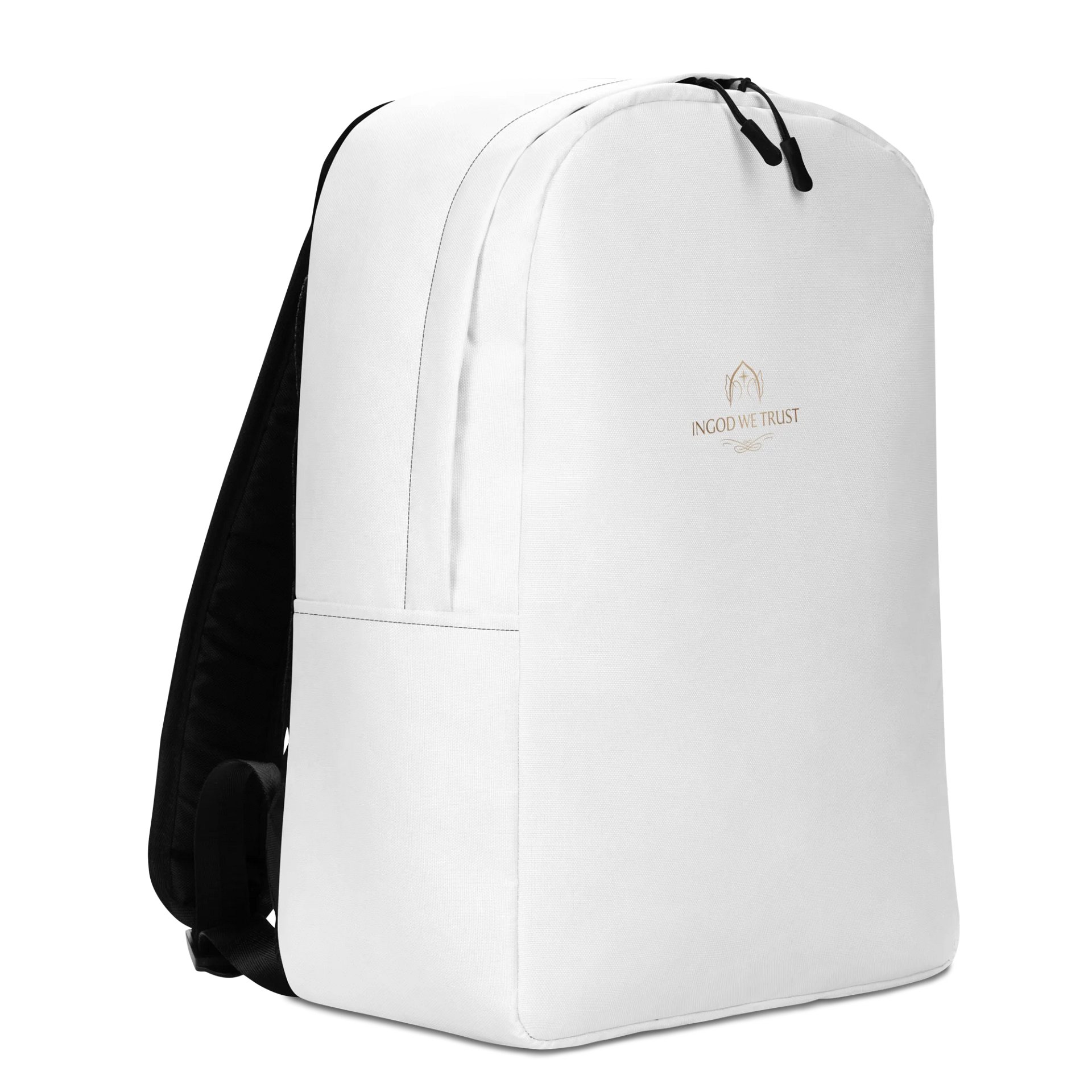 "Sanctuary" Backpack - White Minimalist Bookbag with Gold Foil Detailing | Spiritual Companion for Daily Journey product image (3)