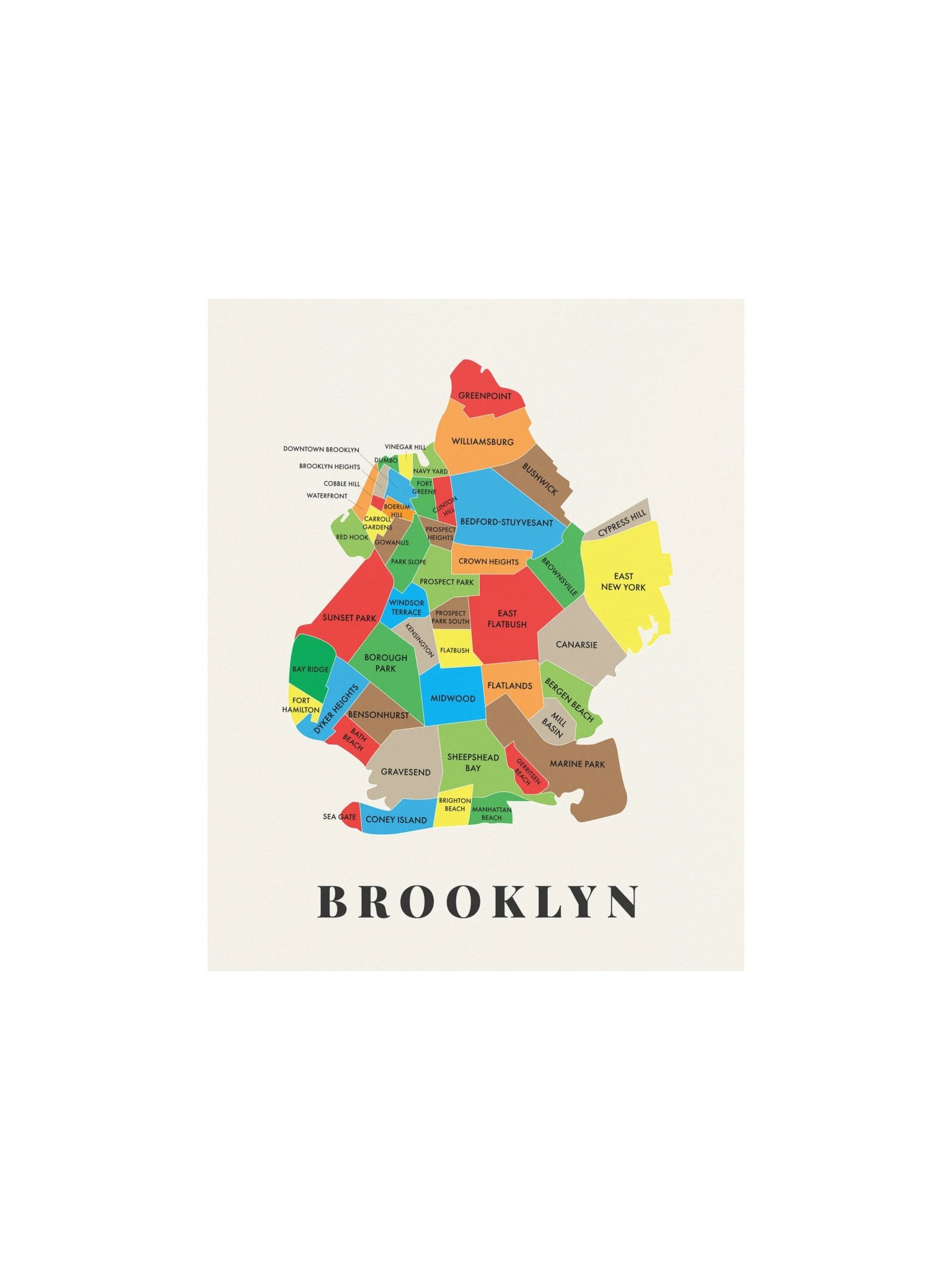 Brooklyn Neighborhood Map (Bright) product image (1)