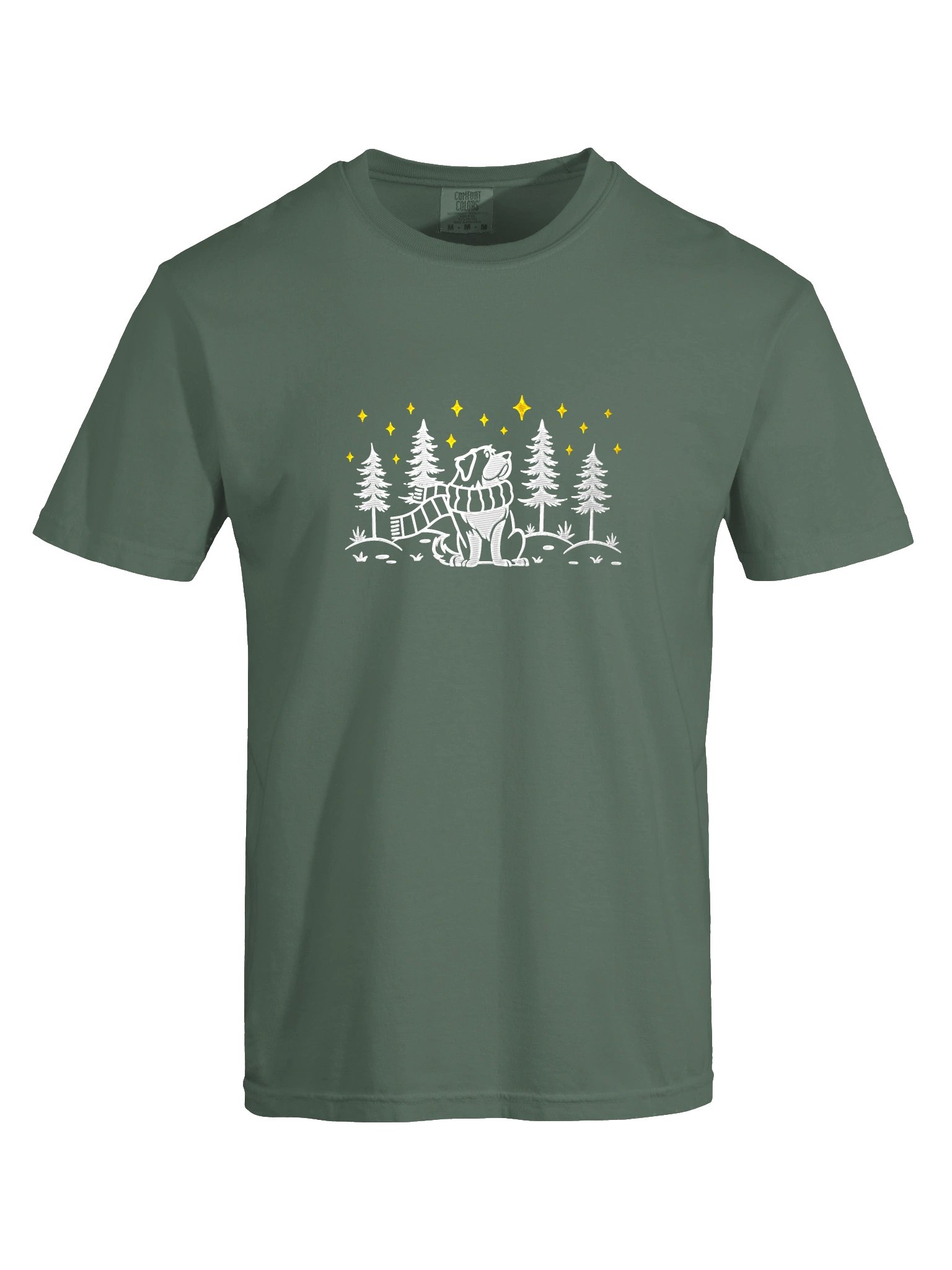 Bernese Mountain Dog Winter/Christmas Line Art Design Embroidered T-Shirt product image (13)