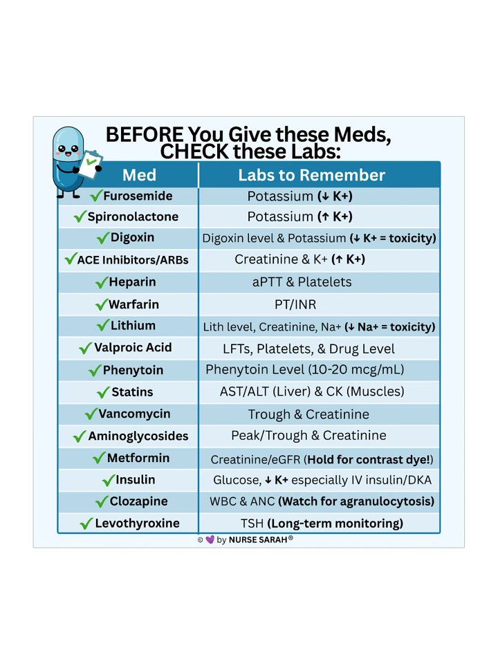 NCLEX Nursing Lab Values Check Sticker for Medications product image (1)
