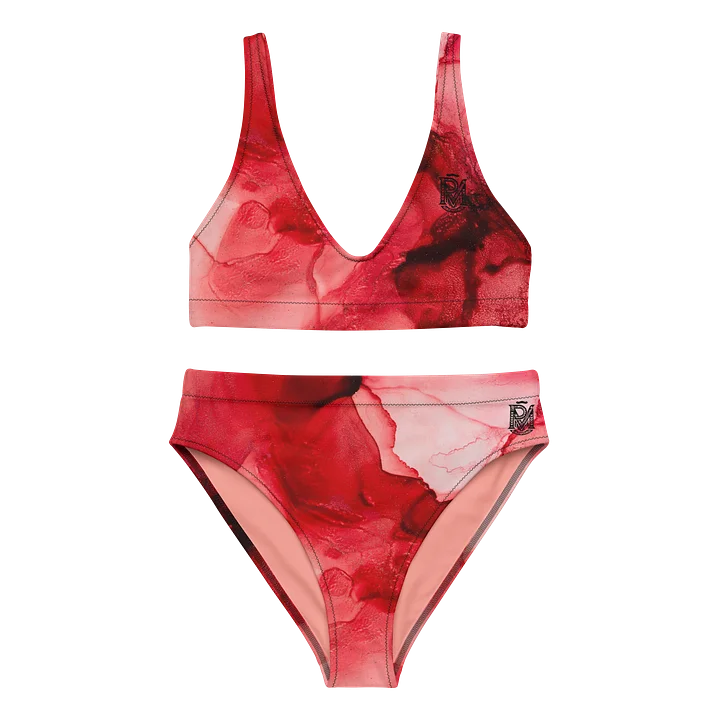 Bikini taille haute abstrait Crimson Bloom PU MANATU product image (2)