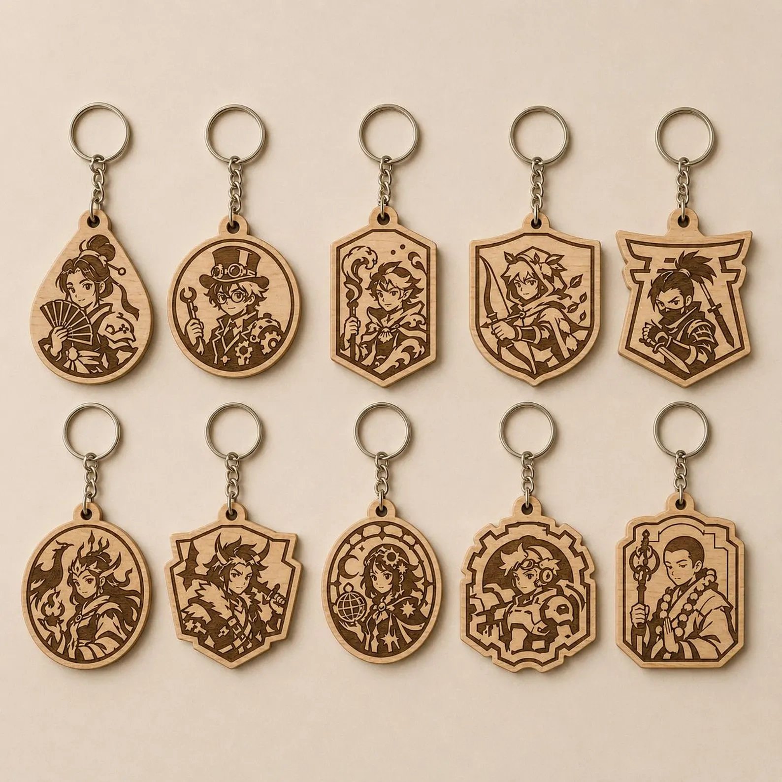 50+ Anime Laser Cut Keychain Bundle | Fantasy Character Cutting & Engraving Designs product image (3)