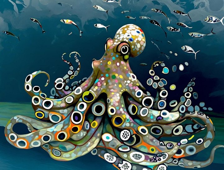 Octopus and Blue Sea Wall Art product image (1)