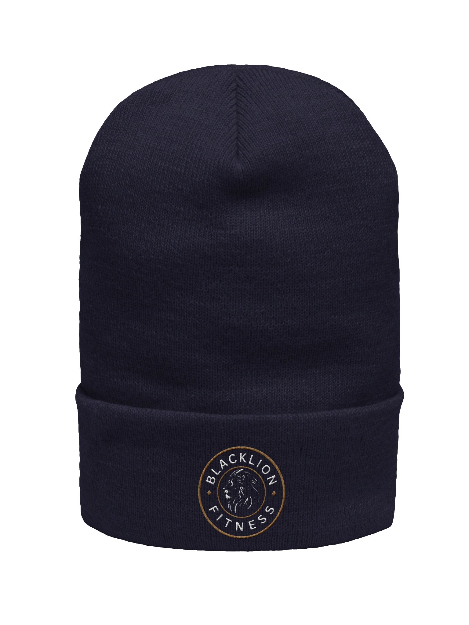 Black Lion "Fitness" Embroidered Crest Cuffed Beanie – Premium Performance Knit Headwear product image (1)