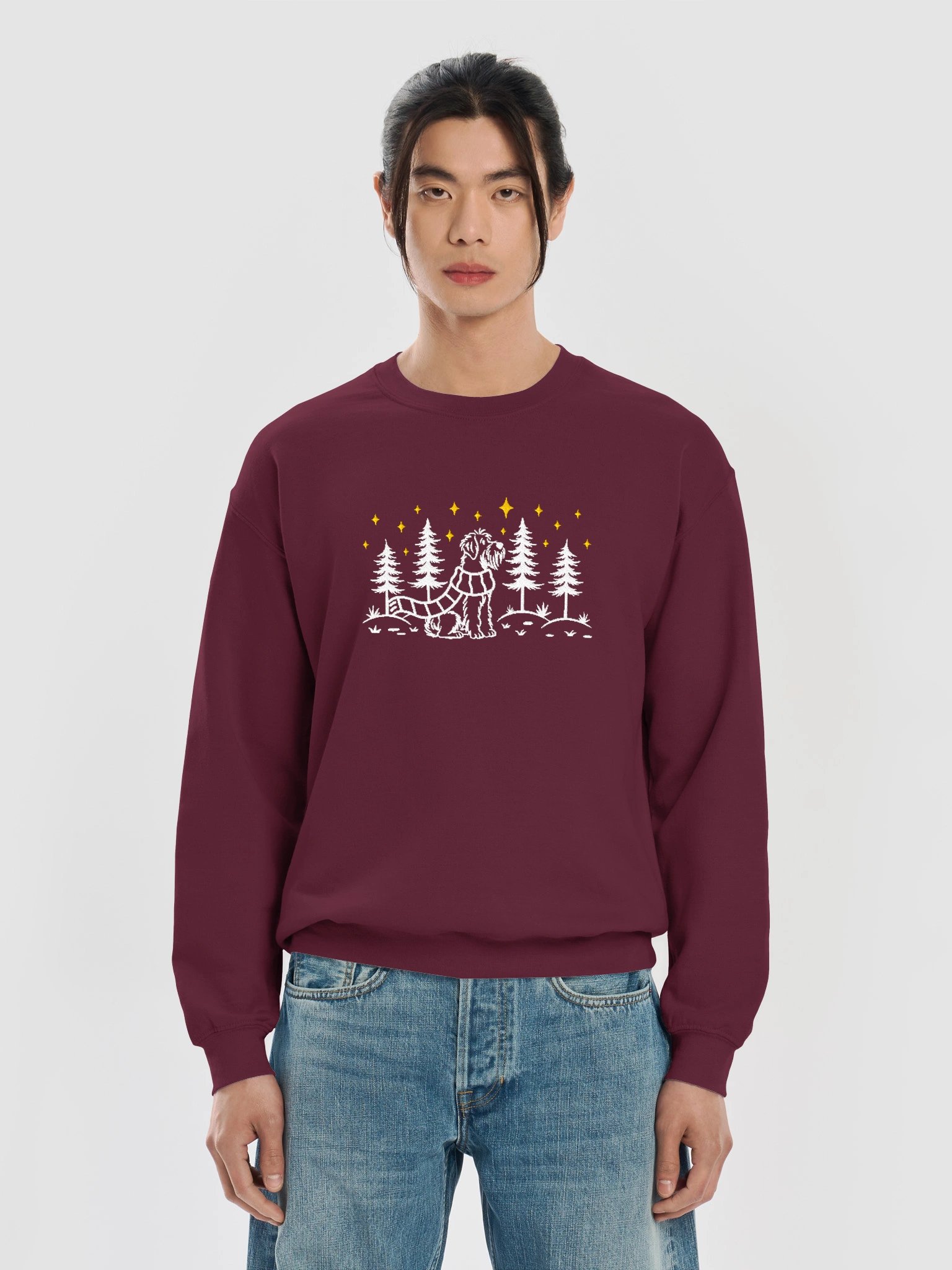 Soft-Coated Wheaten Terrier Winter/Christmas Line Art Design Embroidered Sweatshirt product image (31)