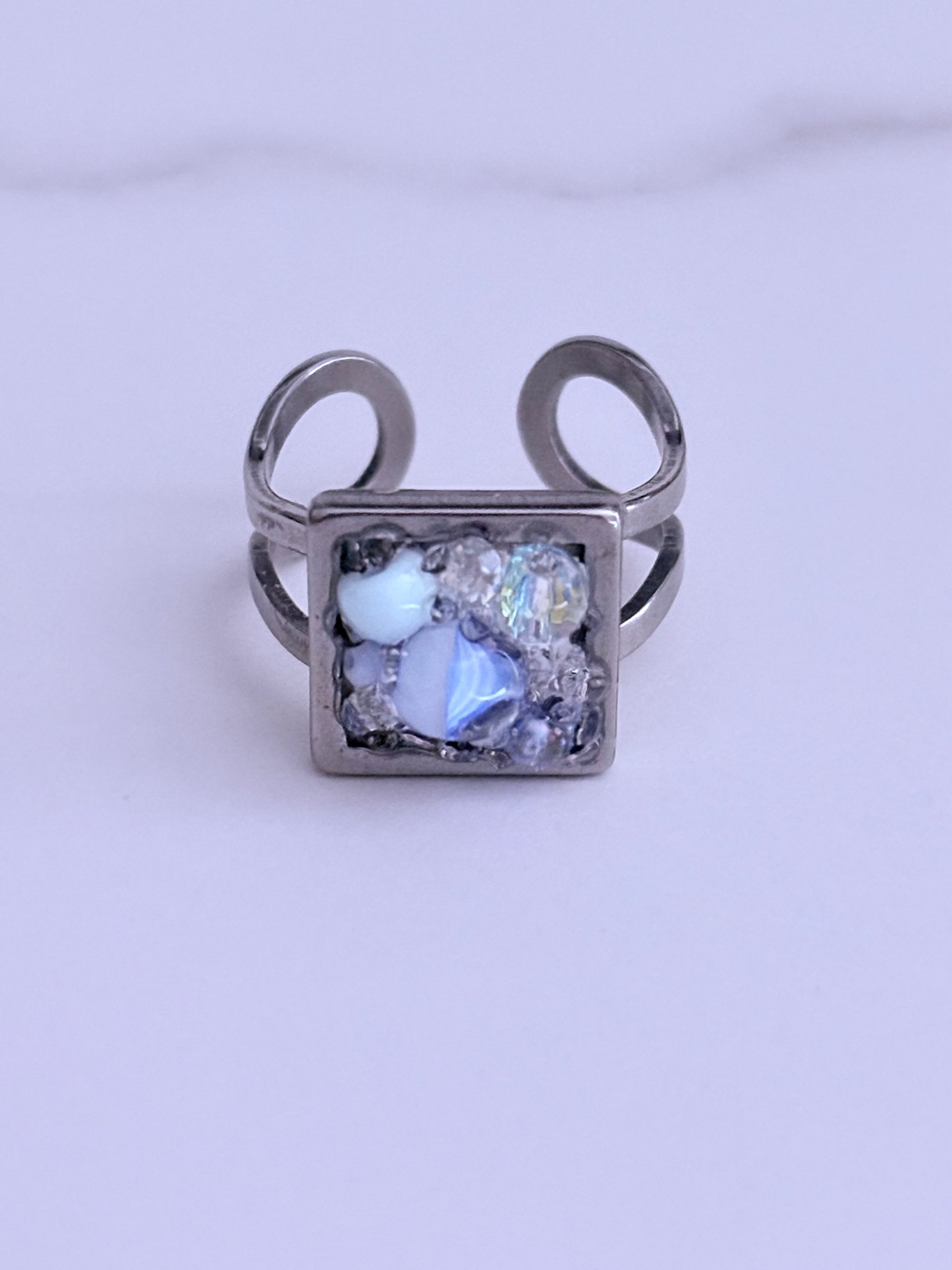 MFD-00230 | Radiant Tidepool | Adjustable Ring | Double-Band Stainless Steel | Handmade Coastal Charm Jewelry by Monique Faella Designs™ product image (6)