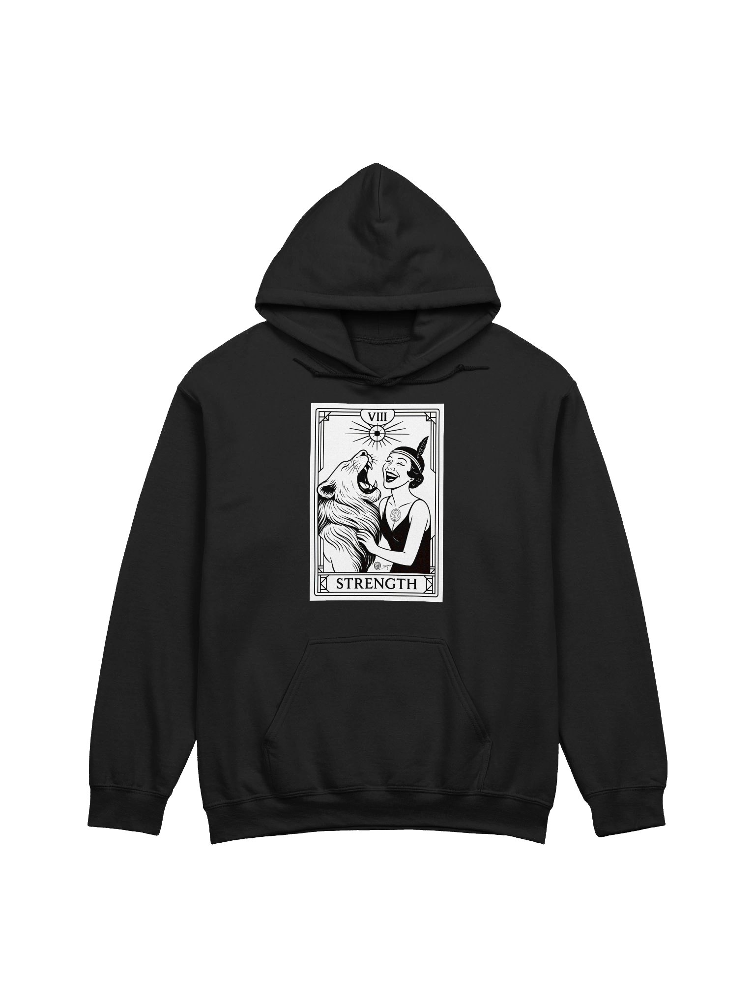 Strength Black & White Tarot Card Hoodie product image (1)