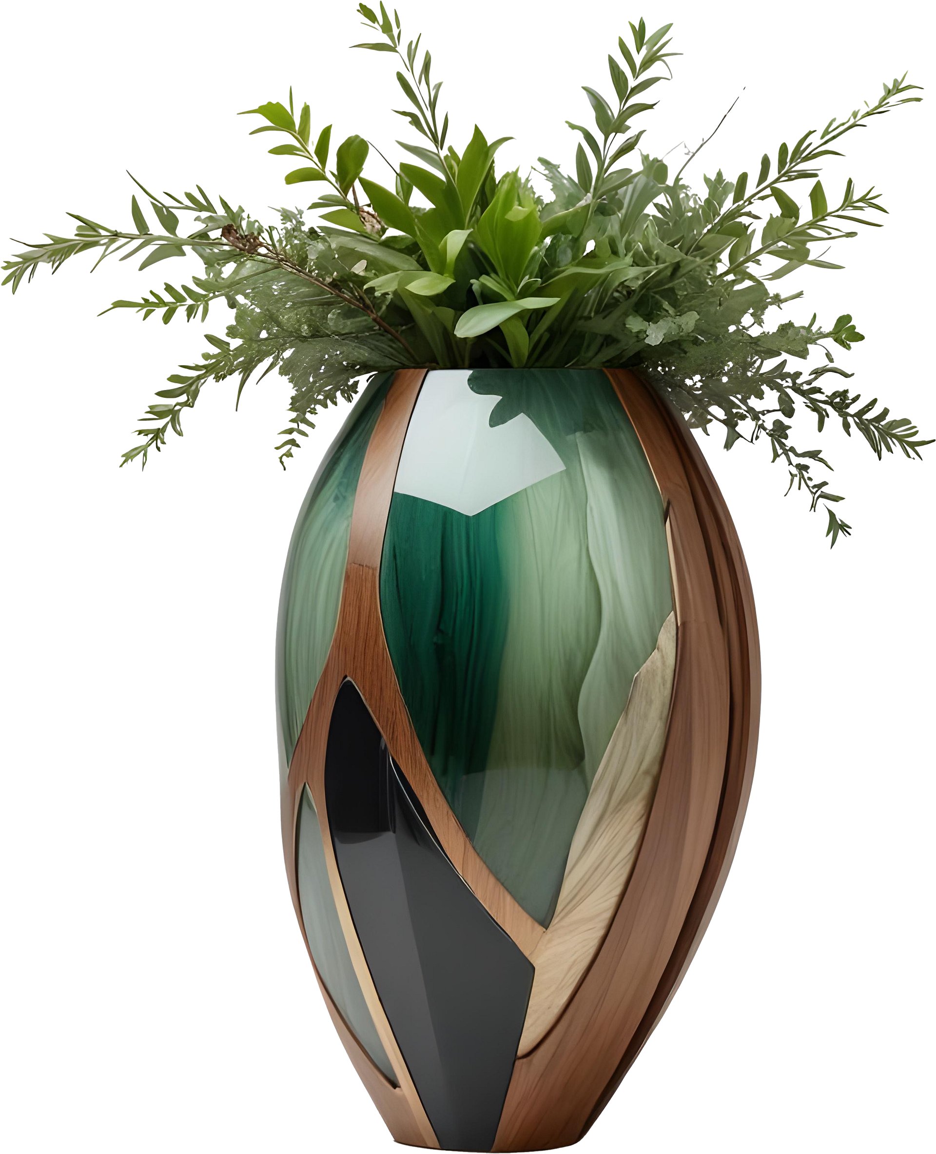 Luxe Botanique – Emerald Grace Vase PNG product image (1)