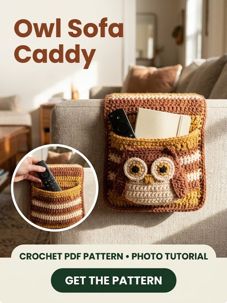 Owl Sofa Organizer Crochet Pattern PDF – Armrest Remote Caddy product image (2)