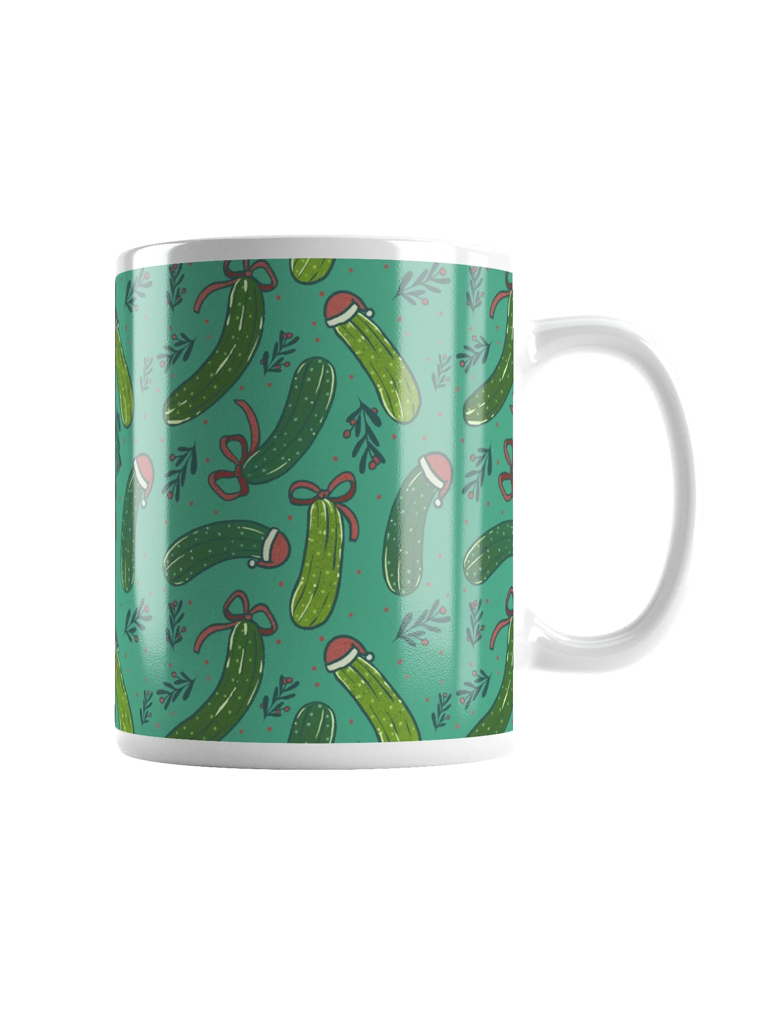 Funny Christmas Pickles Mug, Dark Green product image (3)