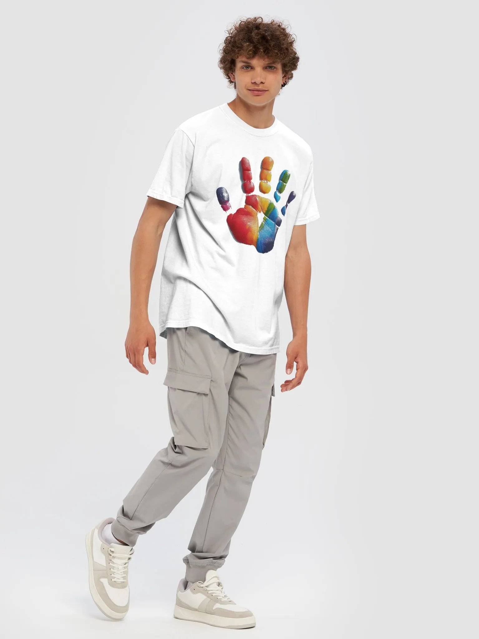 Rainbow Handprint Cotton Tee White product image (7)