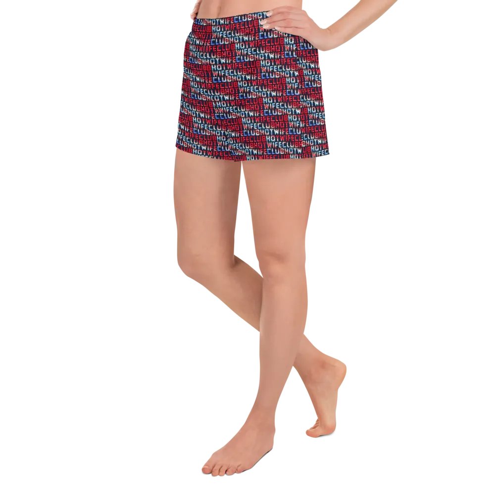 HotWifeClub Hot Wife Club red white and blue Women's athletic shorts product image (4)