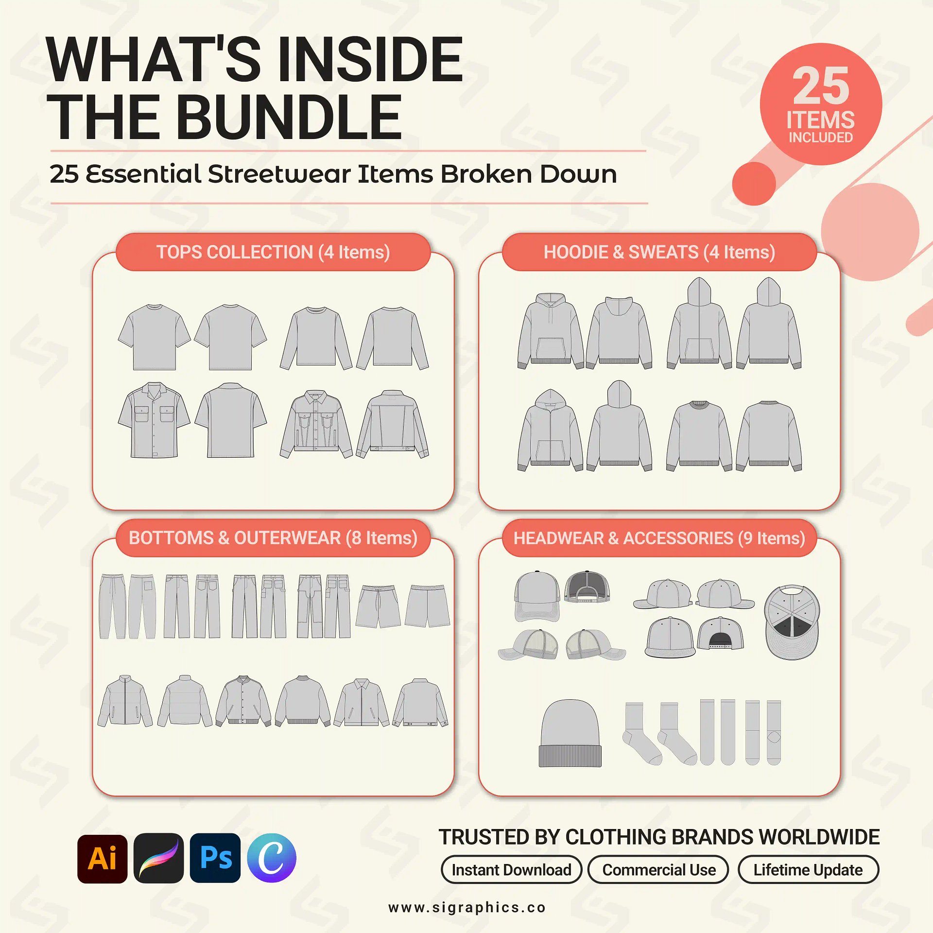 Streetwear Mockups Bundle – 25+ Editable Vector Templates product image (3)