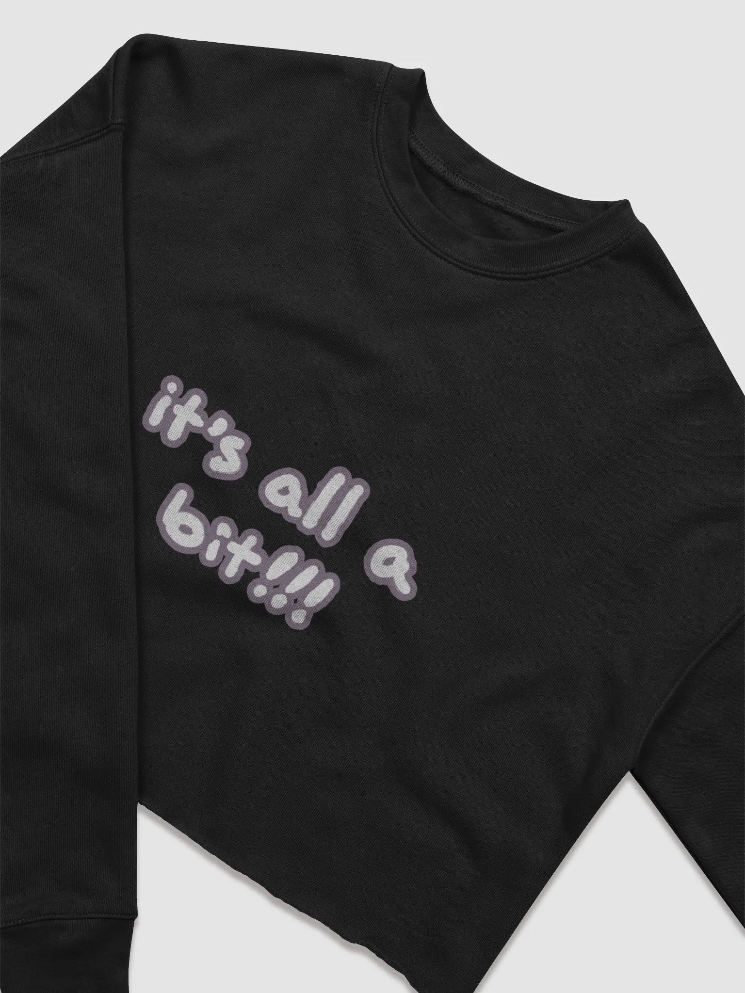 “It’s all a bit!!!” (sm. lined design, #8D778F) Women's Fleece Crop Sweatshirt product image (1)